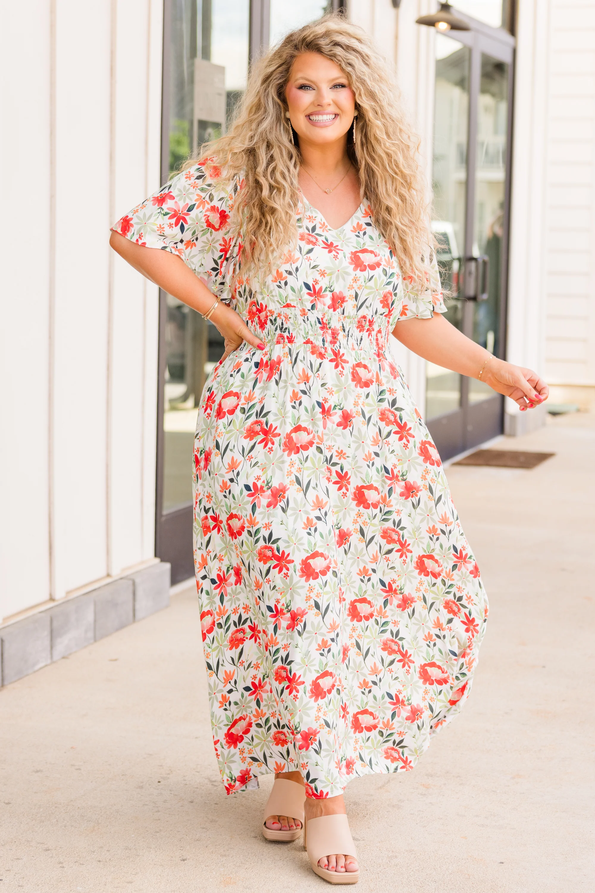Stop And Smell The Flowers Maxi Dress, Red - Giverhouse