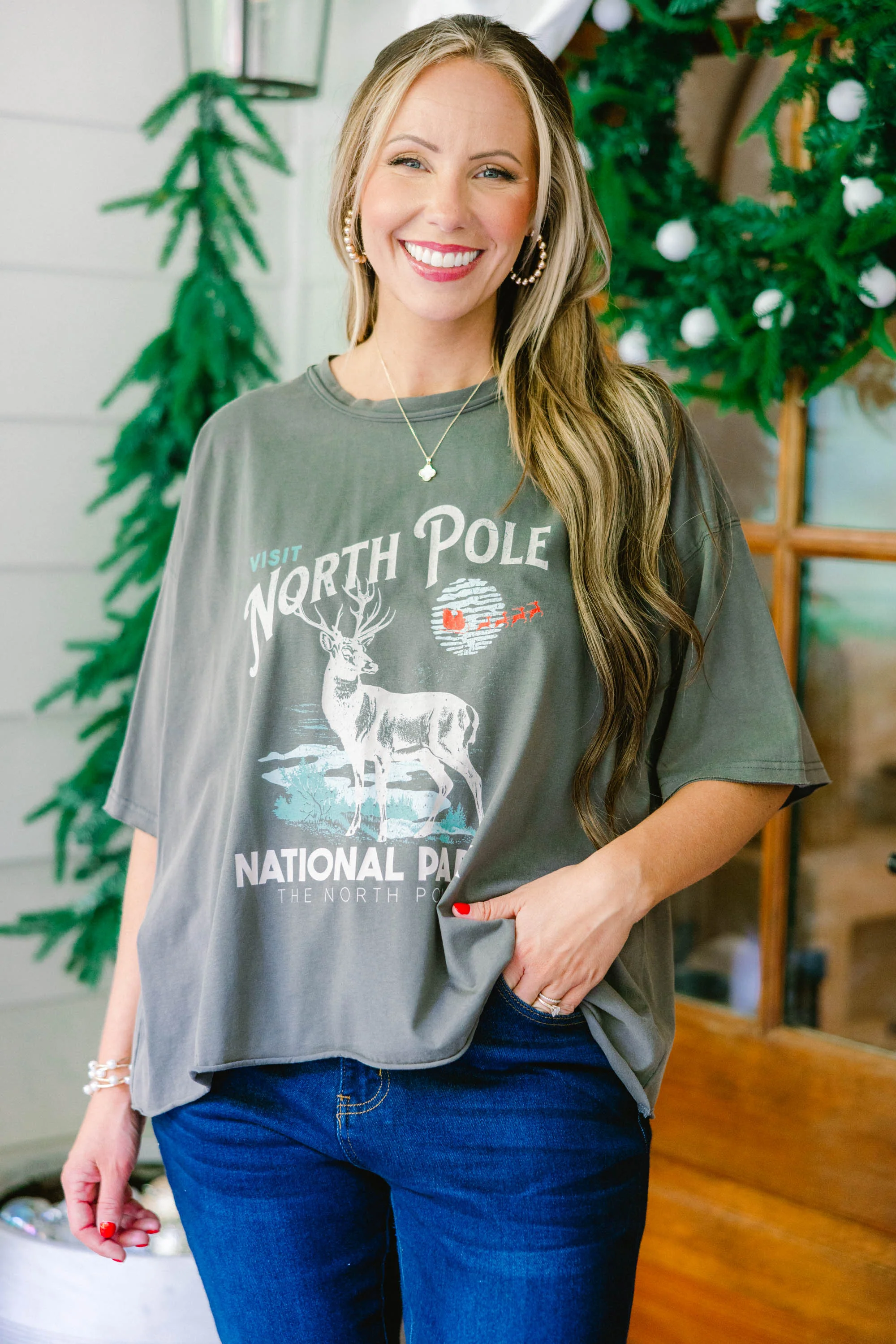 North Pole National Park Vintage Wash Tee, Charcoal - Giverhouse