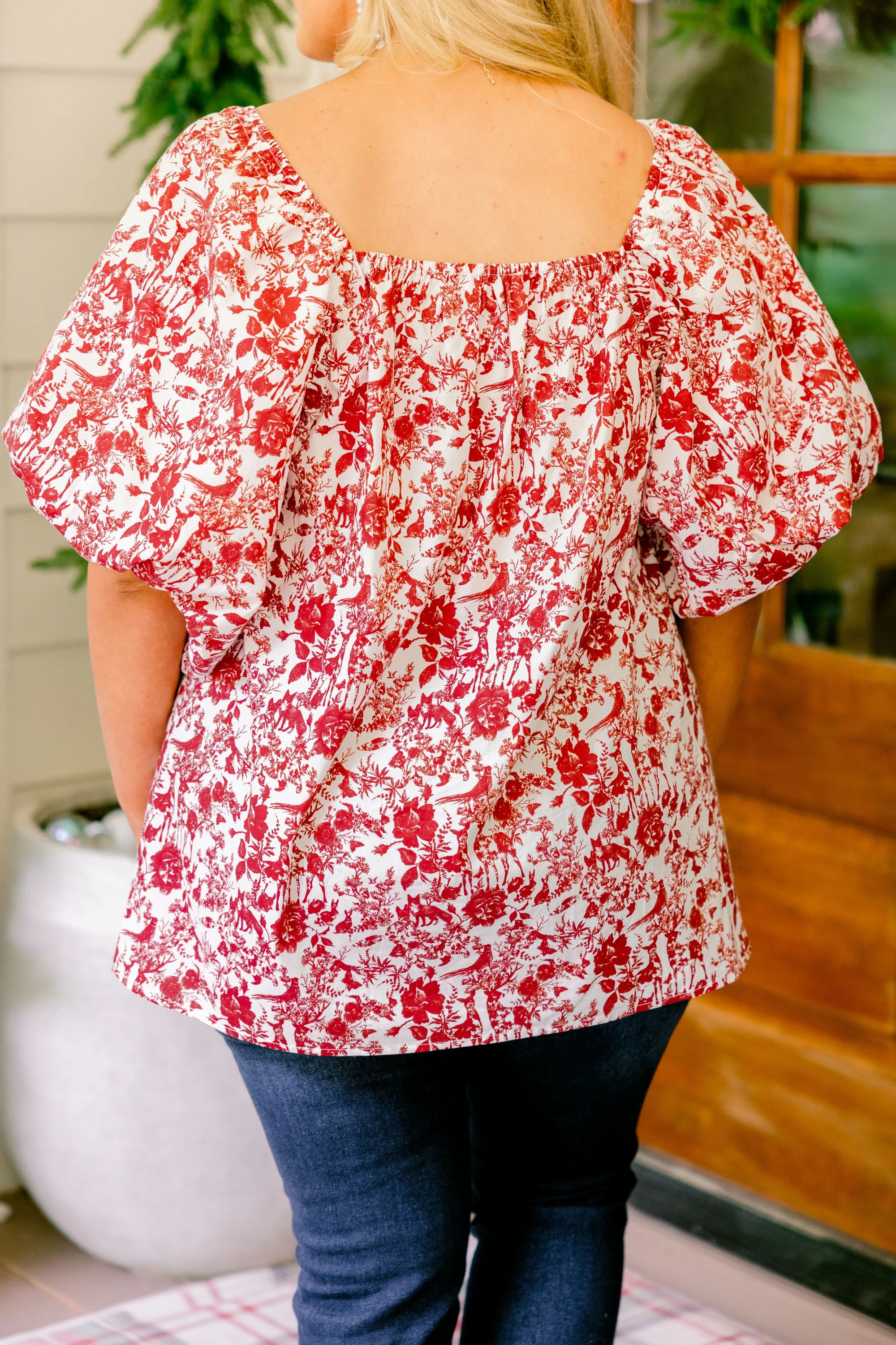 Cozy Love Top, Red Toile - Giverhouse