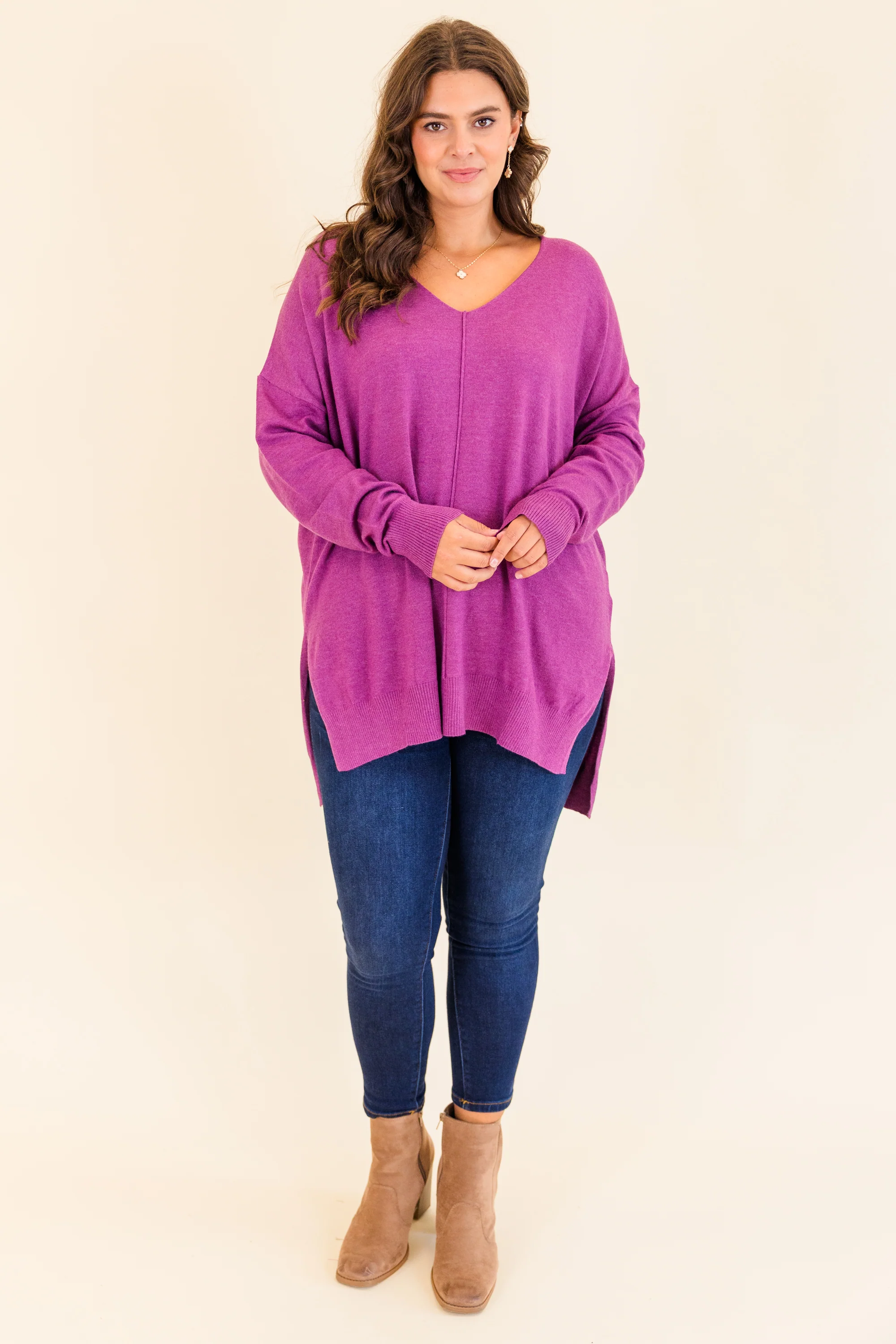 Miss Who I Was Sweater, Heather Plum - Giverhouse