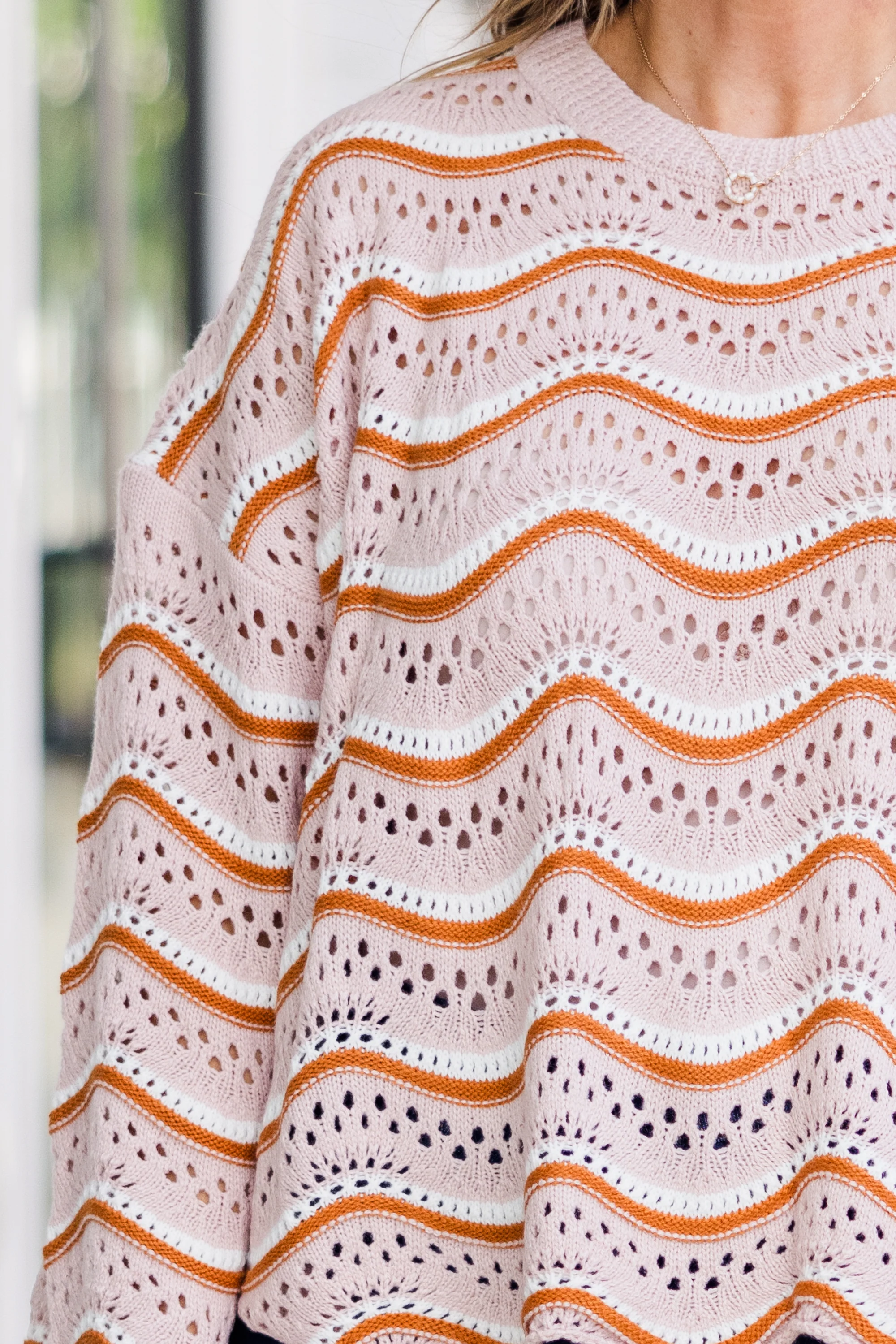 Wavy Comfort Sweater, Cream-Brown - Giverhouse