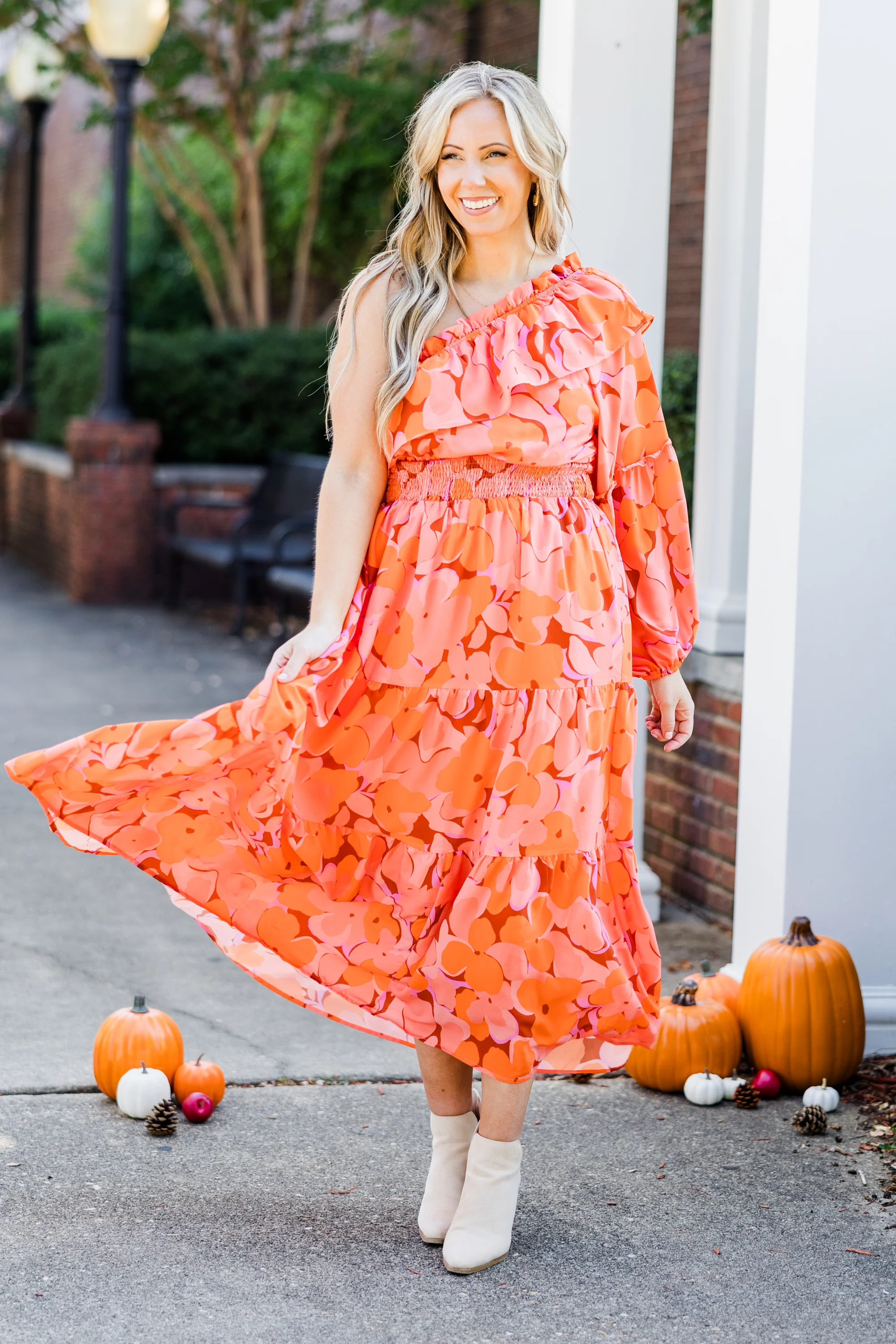Love In The Moment Maxi Dress, Orange Floral - Giverhouse