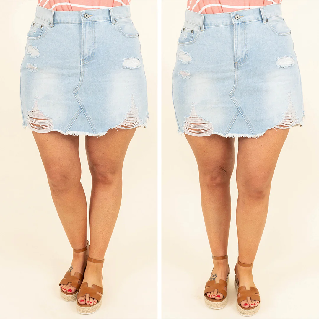 Rhythm Of Love Skirt, Light Denim - Giverhouse