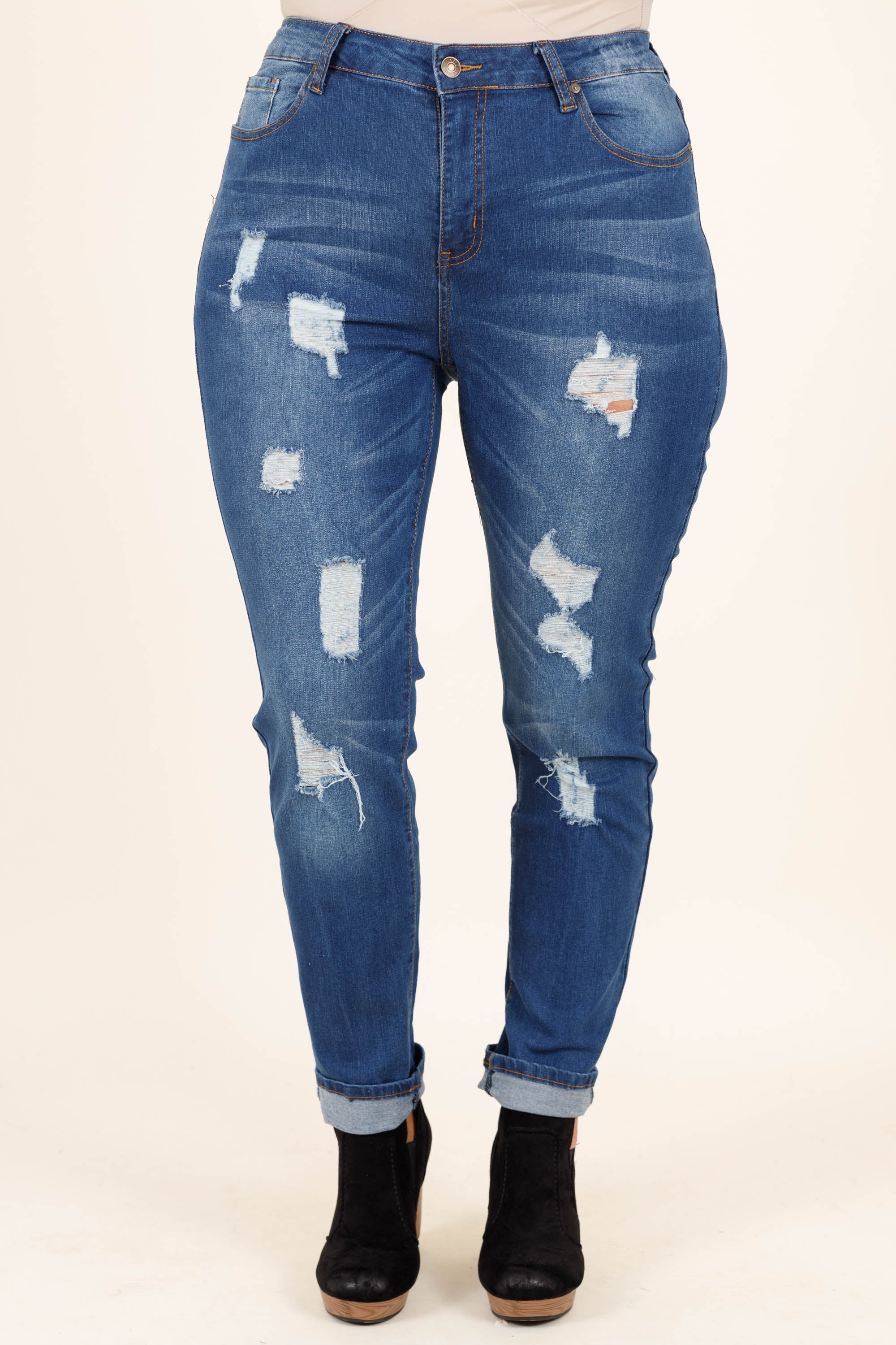 Arriving In Style Boyfriend Jeans, Medium Wash - Giverhouse