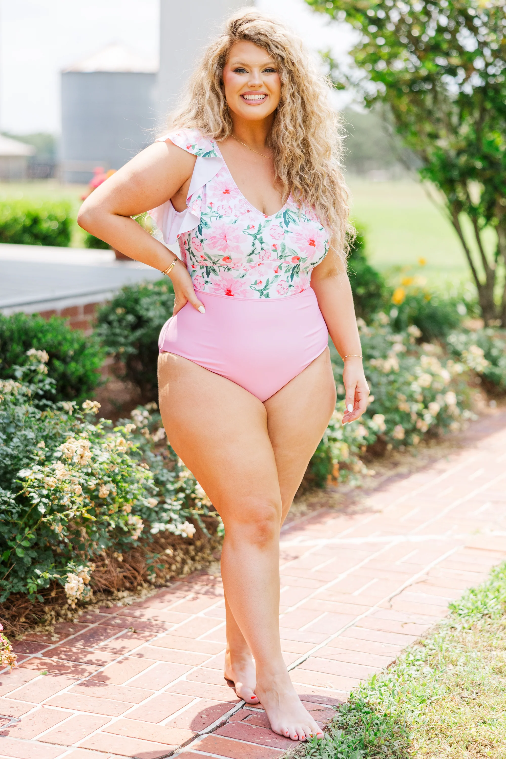 Spending My PTO Swimsuit, Pink Floral - Giverhouse