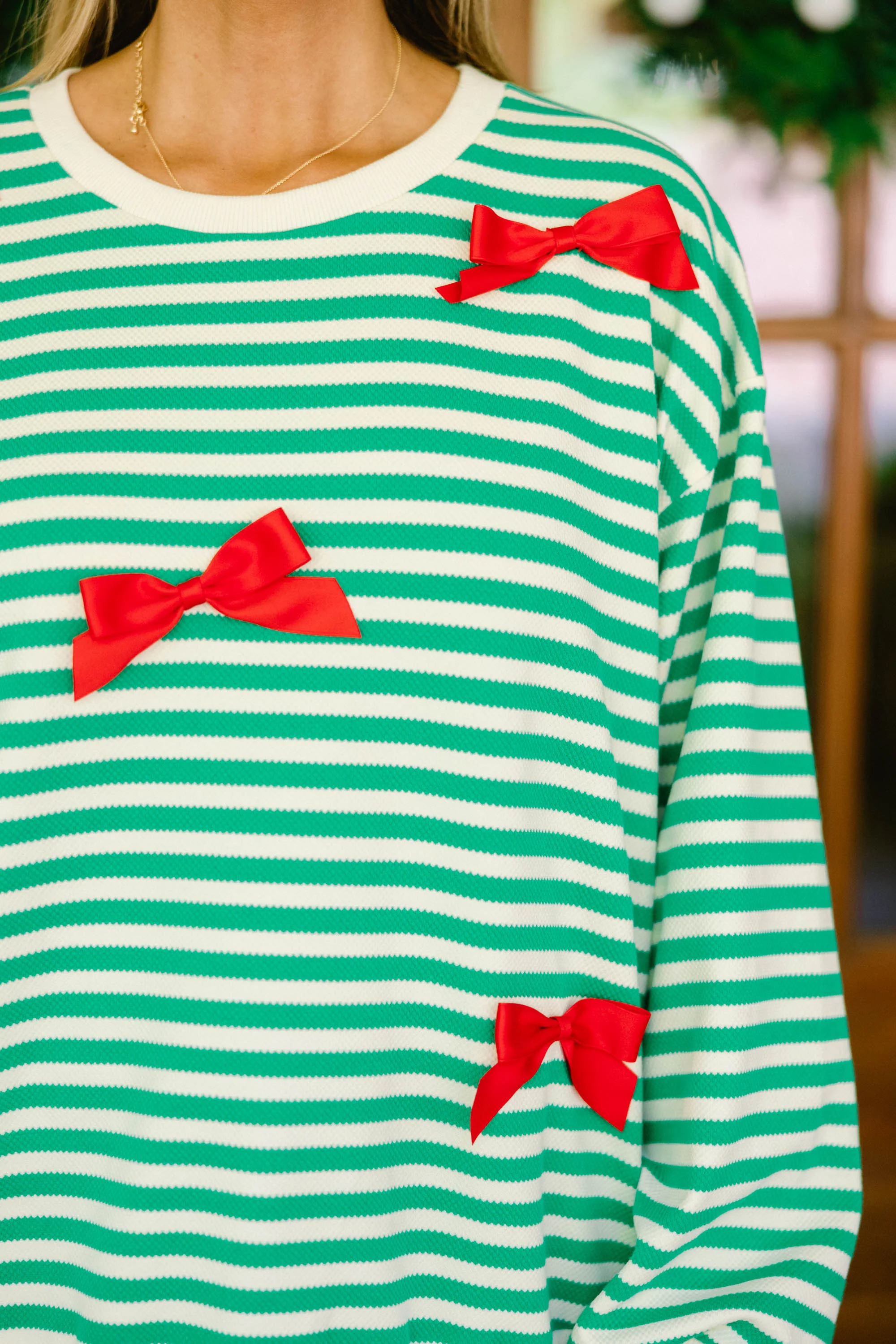 Bow-tiful Girl Pullover, Green - Giverhouse