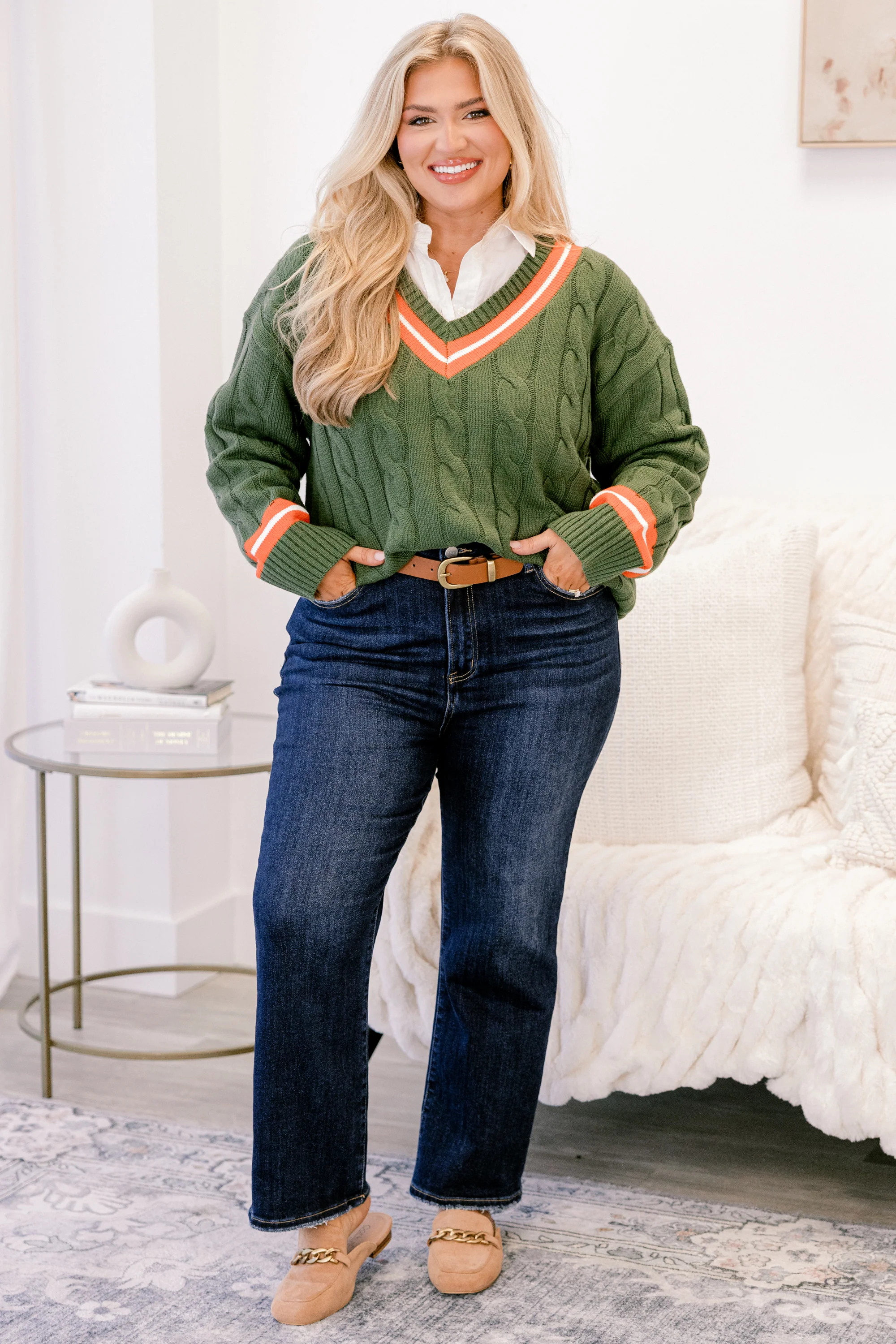 Someone To Remember Sweater, Green Stripe - Giverhouse