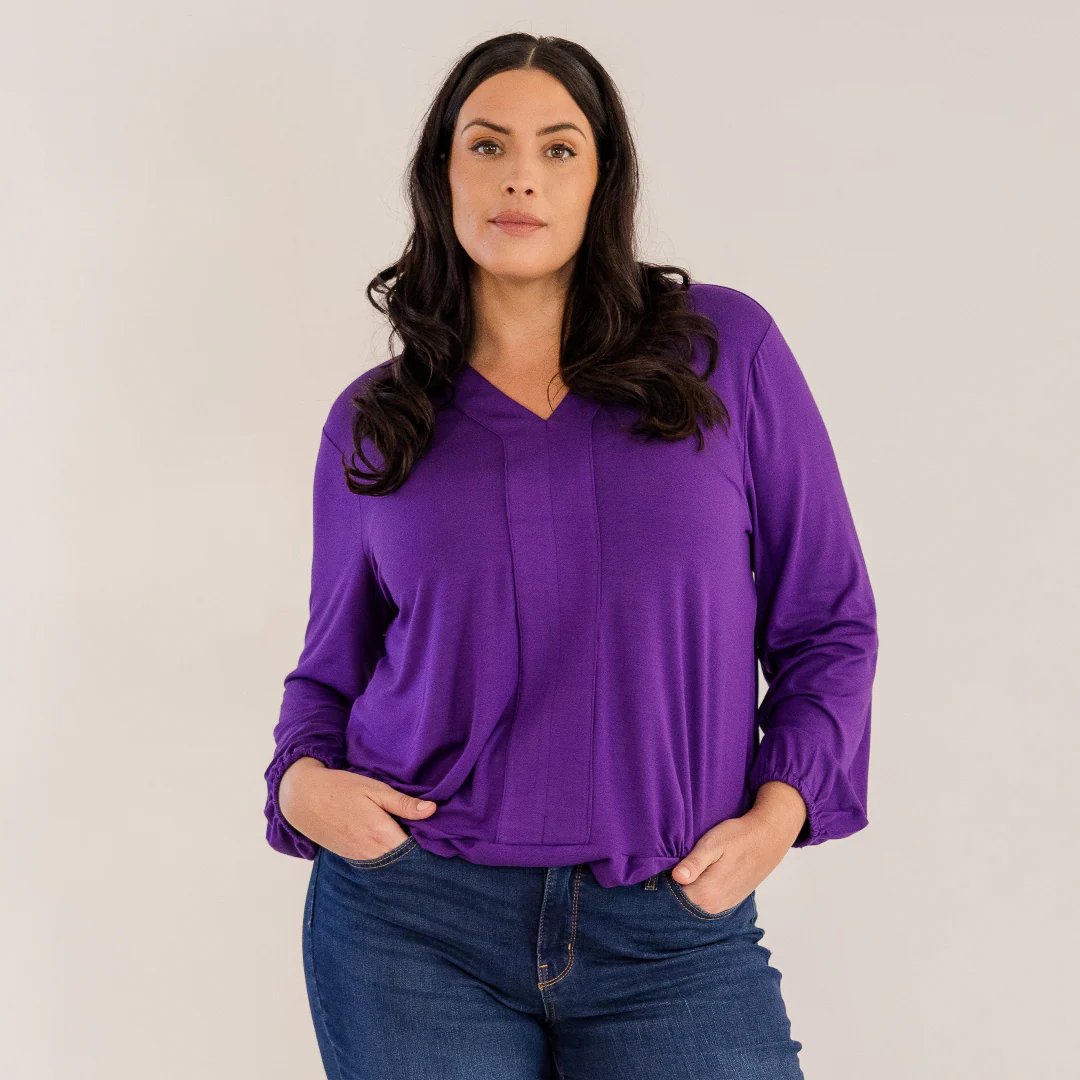 Albany Clean Neck Top, Petunia - Giverhouse