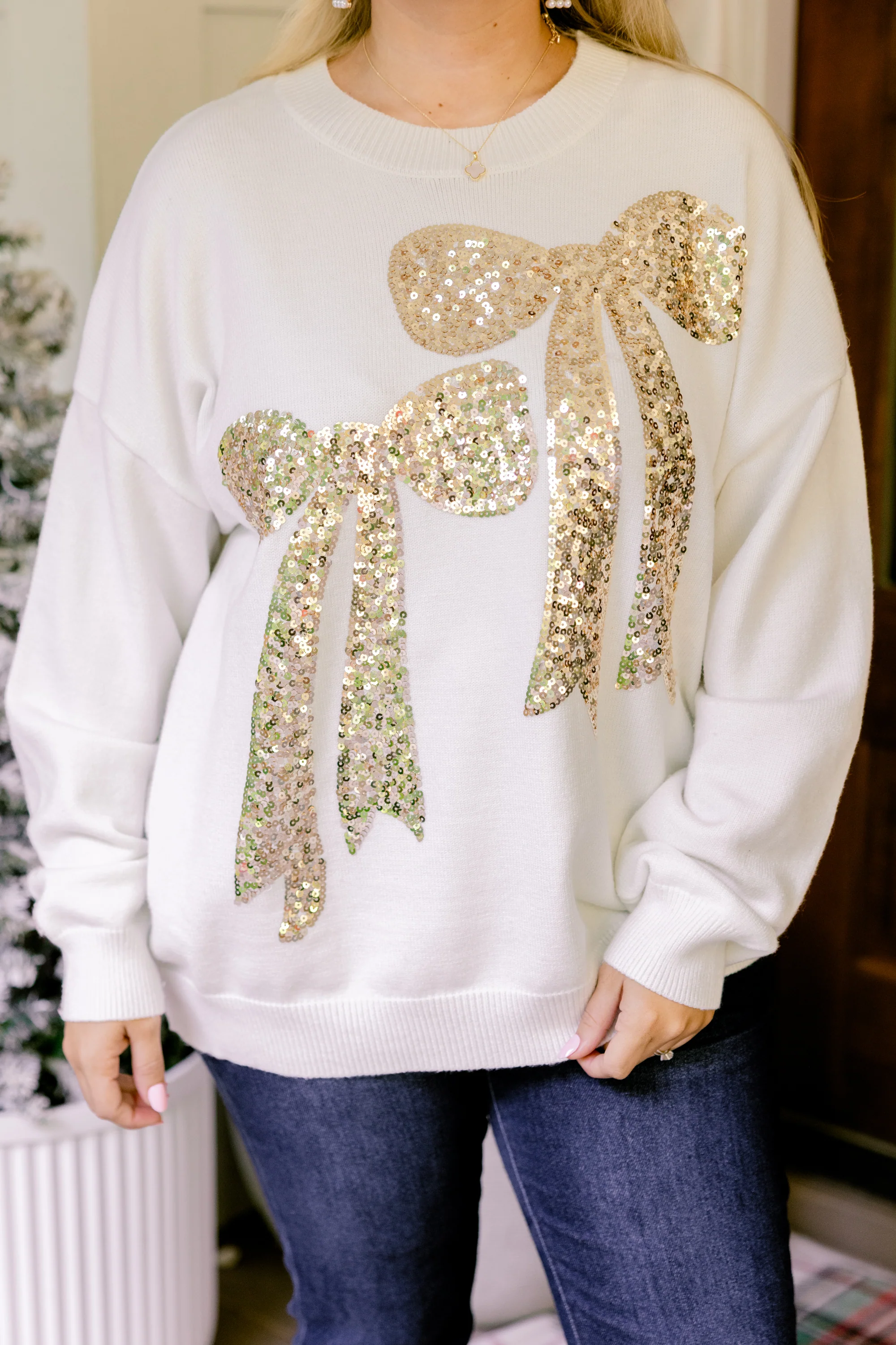 Presents Beautifully Wrapped Sweater, White - Giverhouse