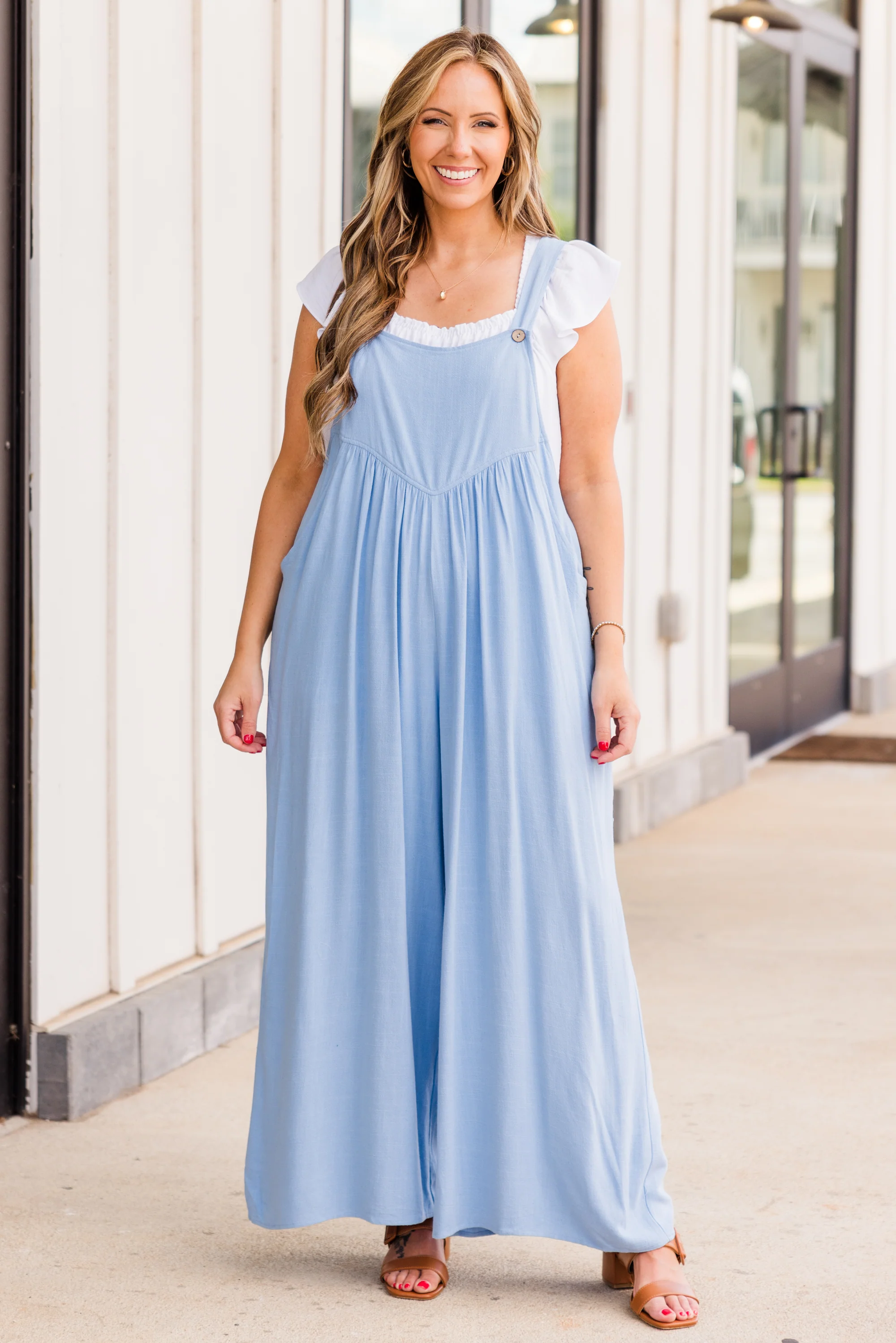 Make Me Laugh Jumpsuit, Blue - Giverhouse