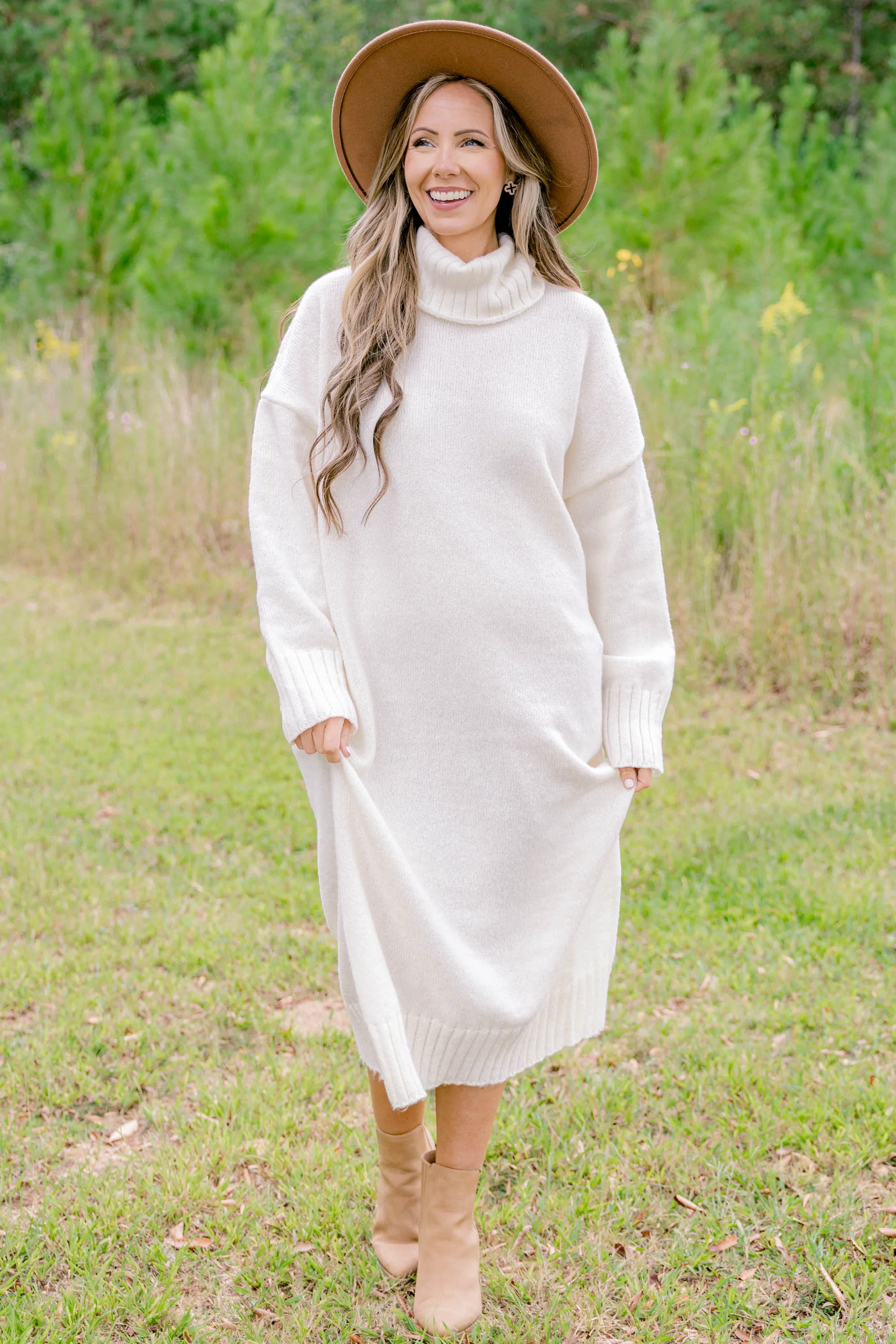 On The Mark Sweater Dress, Cream - Giverhouse