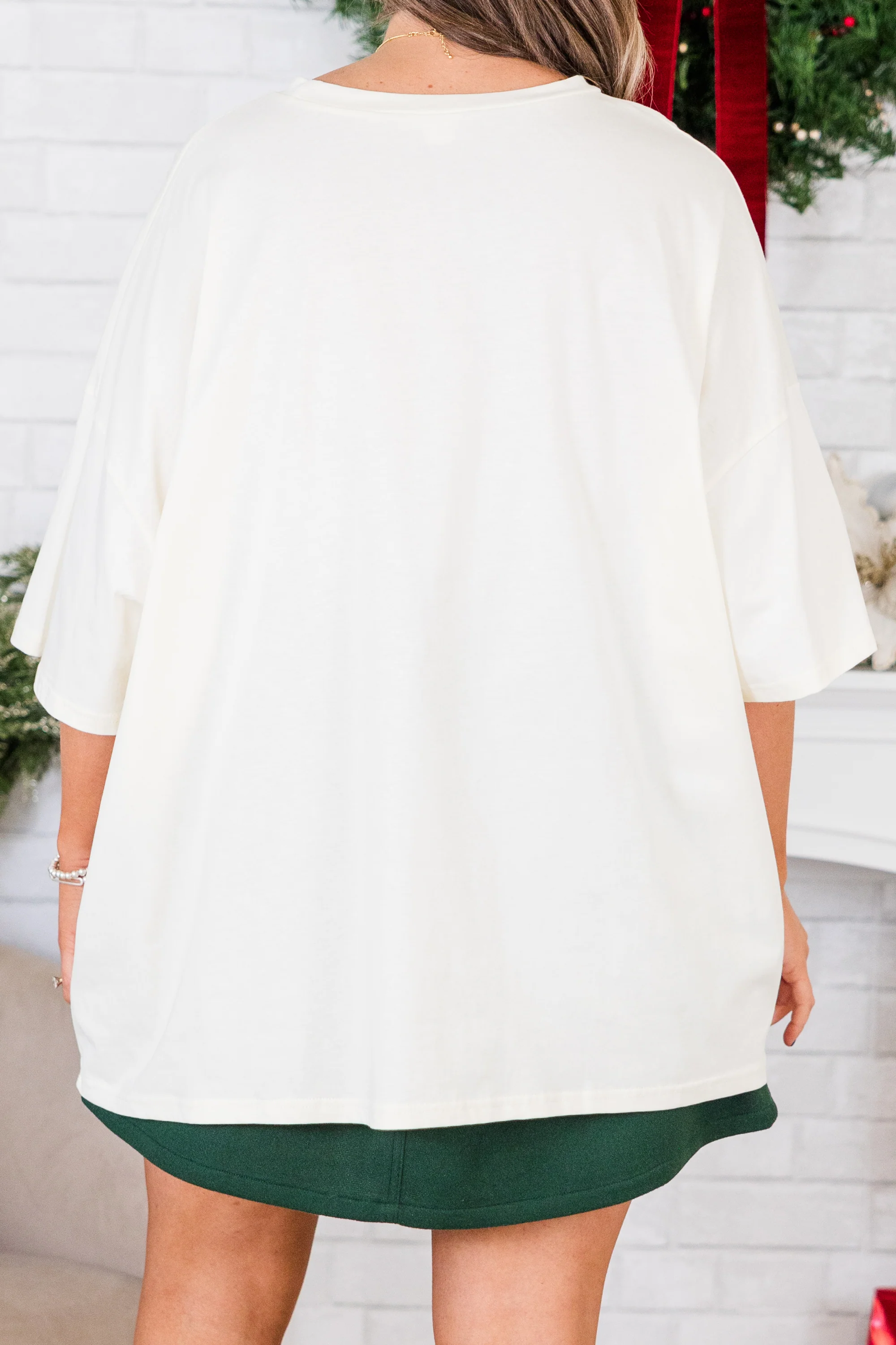 Girly Swirly Christmas Boyfriend Tee, Ivory - Giverhouse