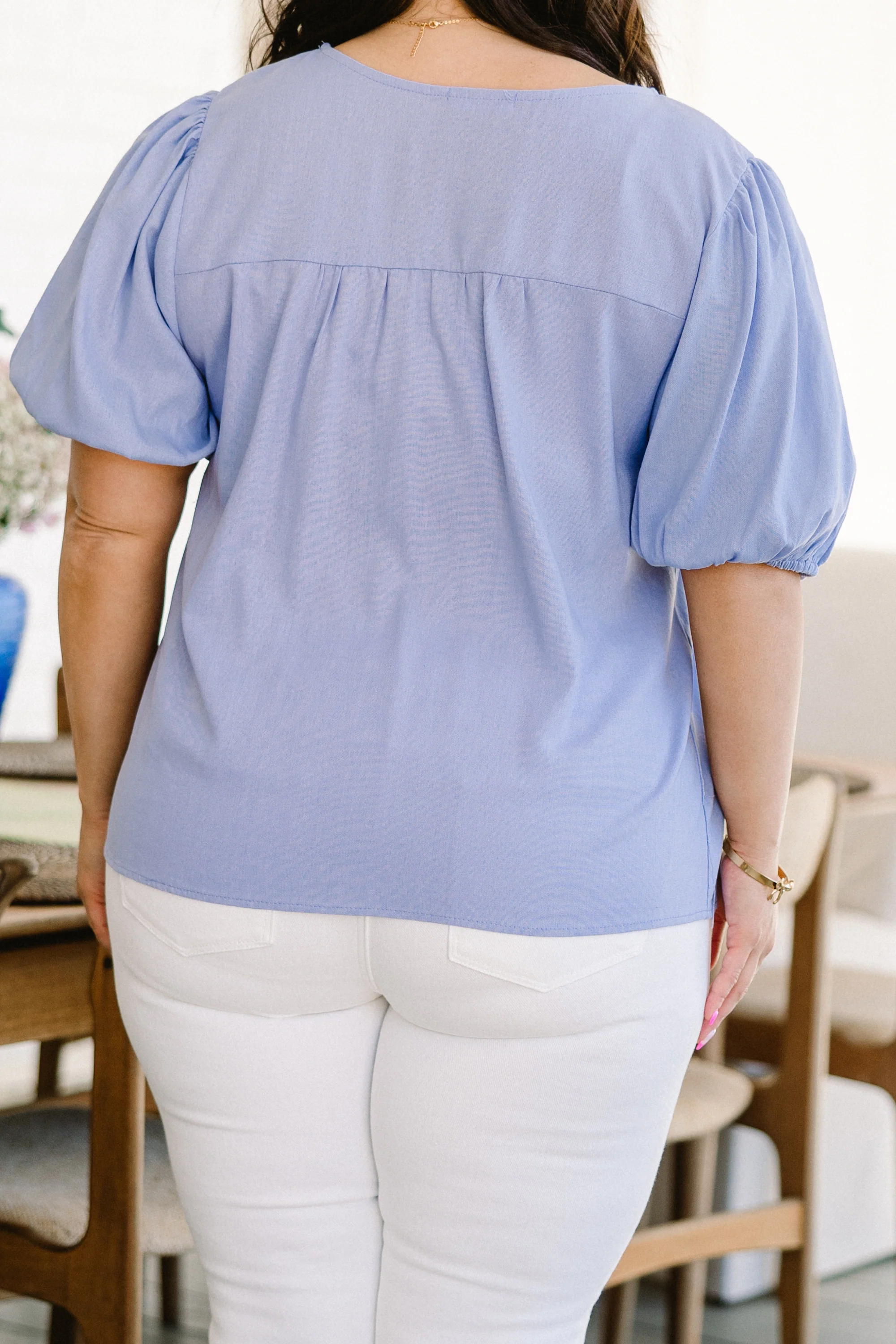 Sweet Bow Babydoll Top, Sky - Giverhouse