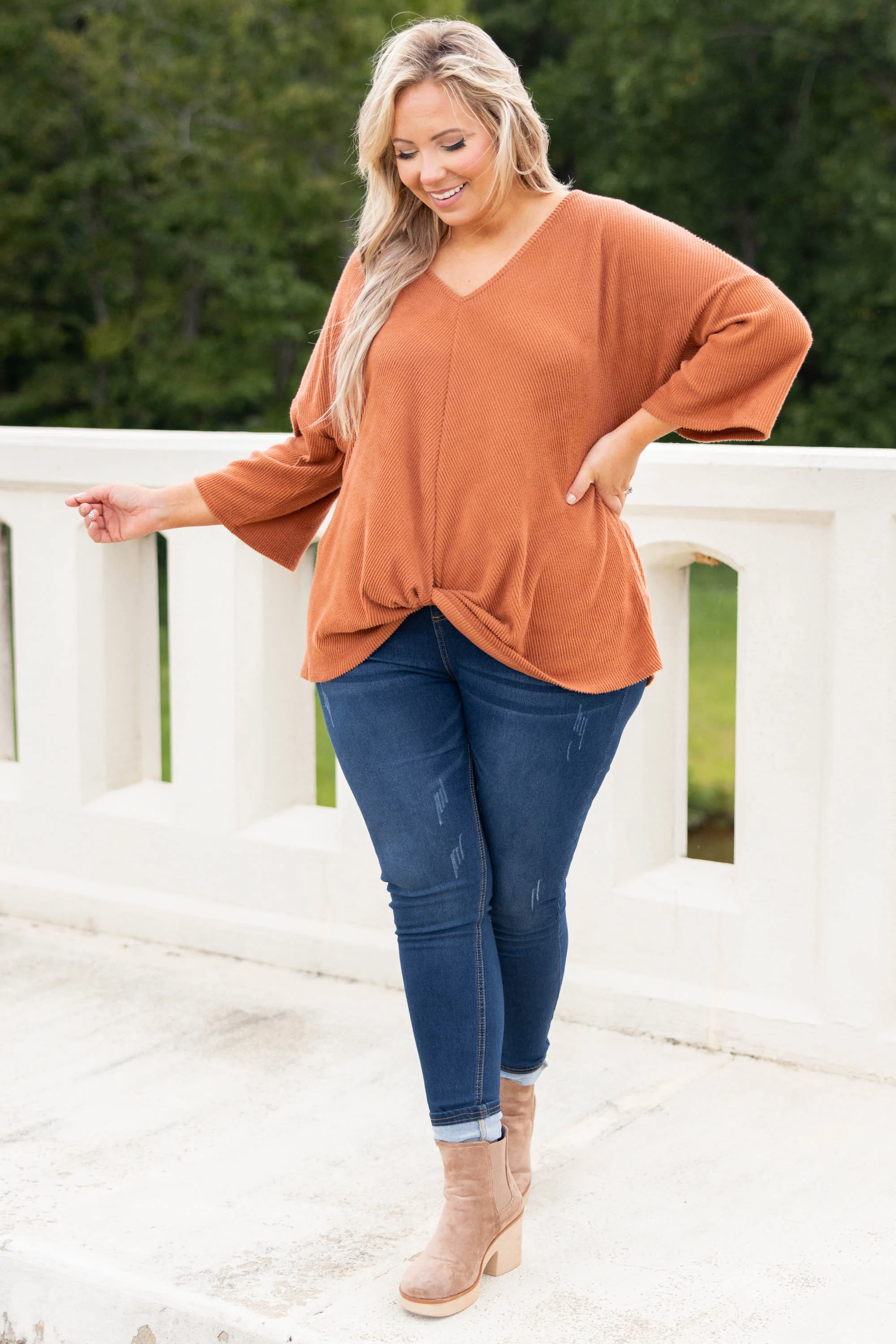 Let's Think About It Top, Camel - Giverhouse