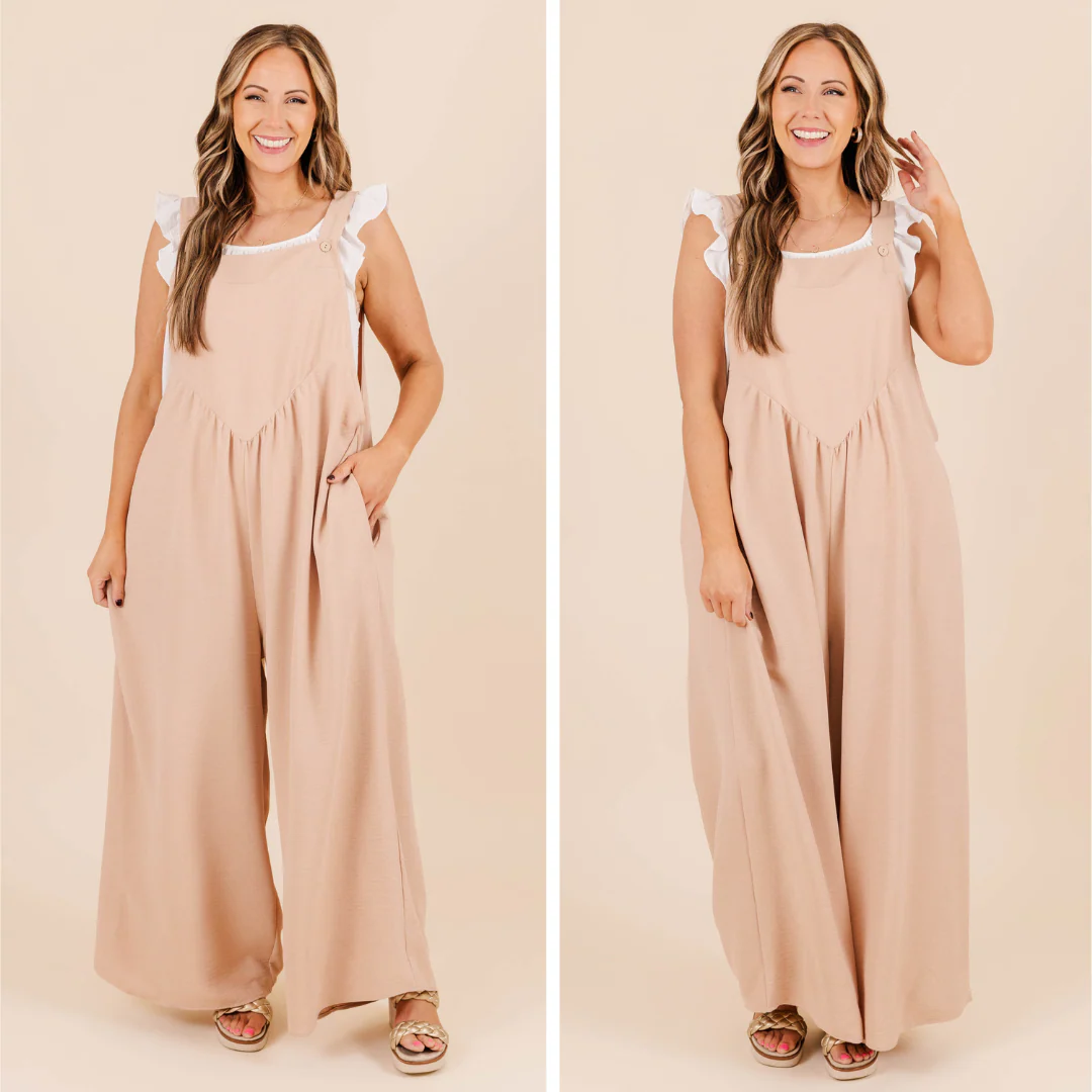 Only Clear Skies Jumpsuit, Taupe - Giverhouse