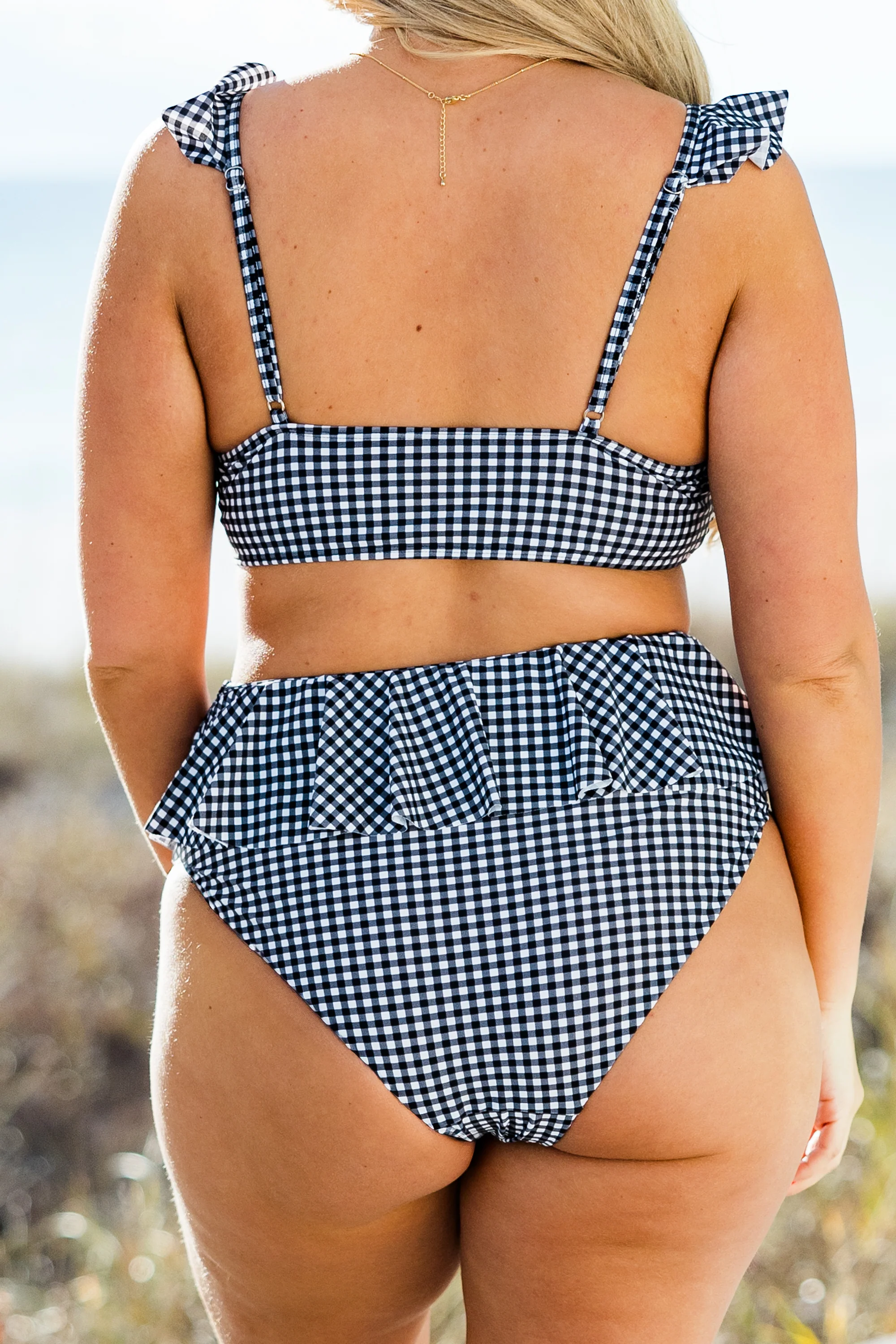 Sugar Sands Swim Bottom, Black/White Gingham - Giverhouse