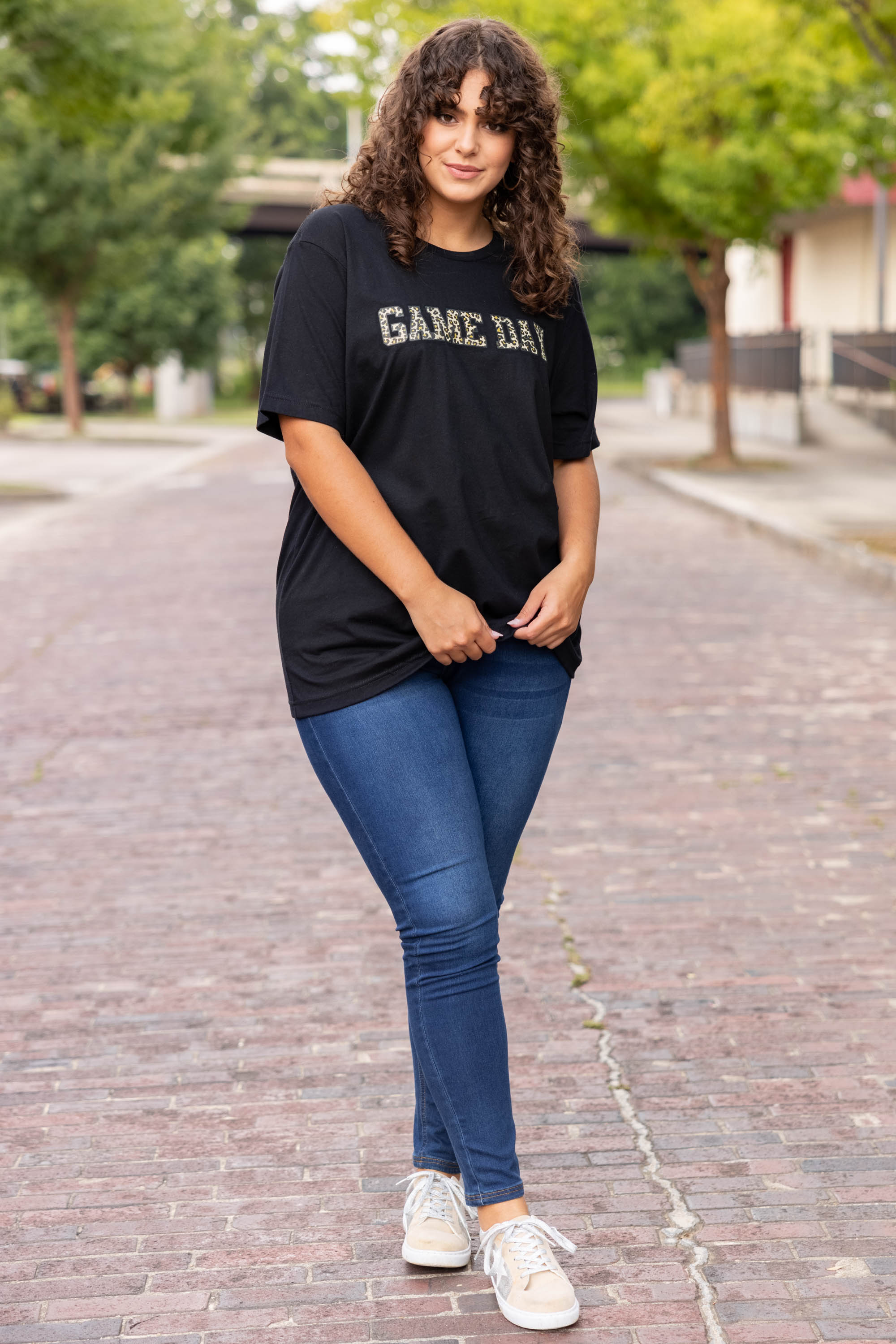 Game Day Leopard Tee, Black - Giverhouse