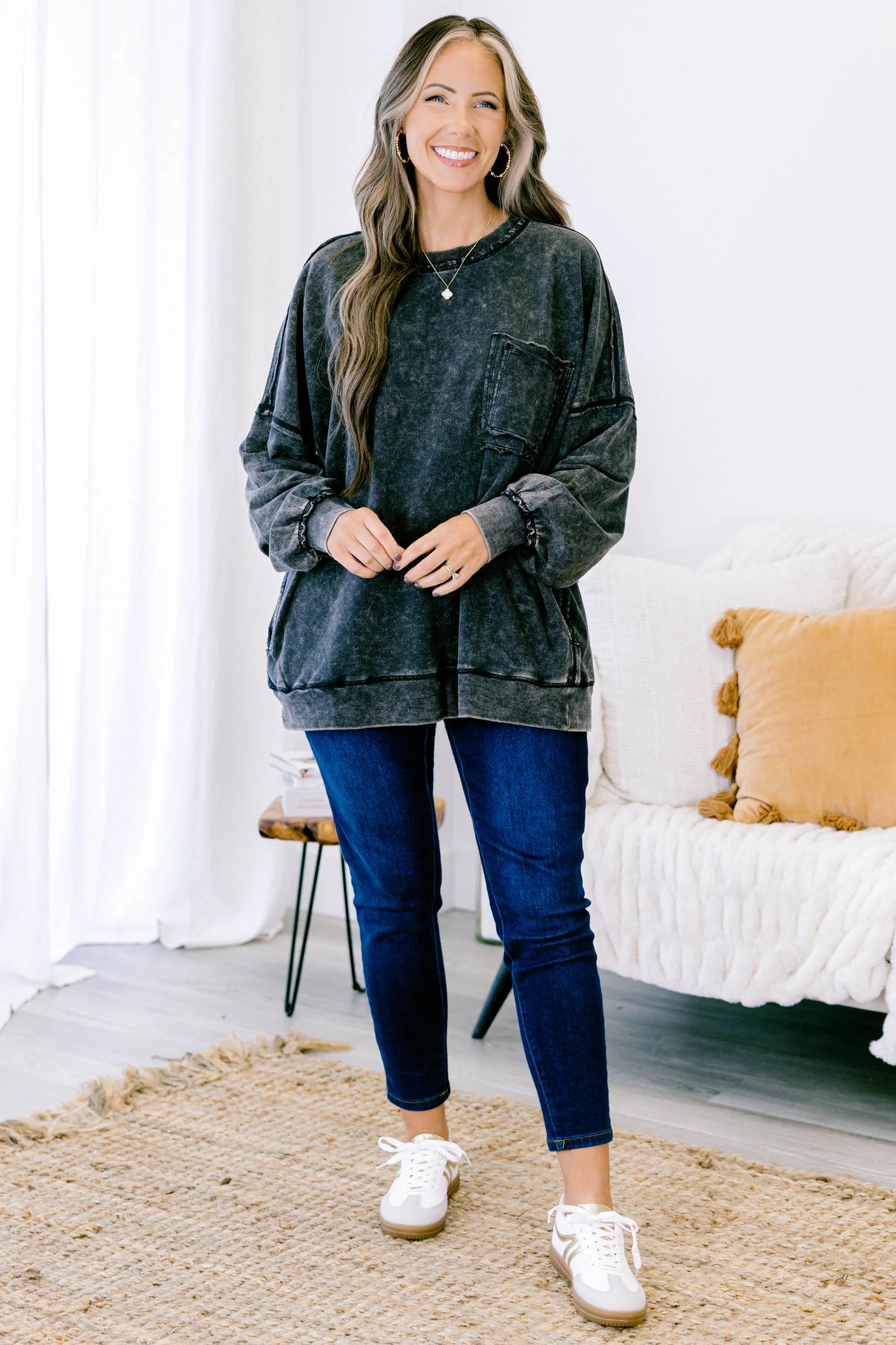 Staying Positive Top, Ash Black - Giverhouse