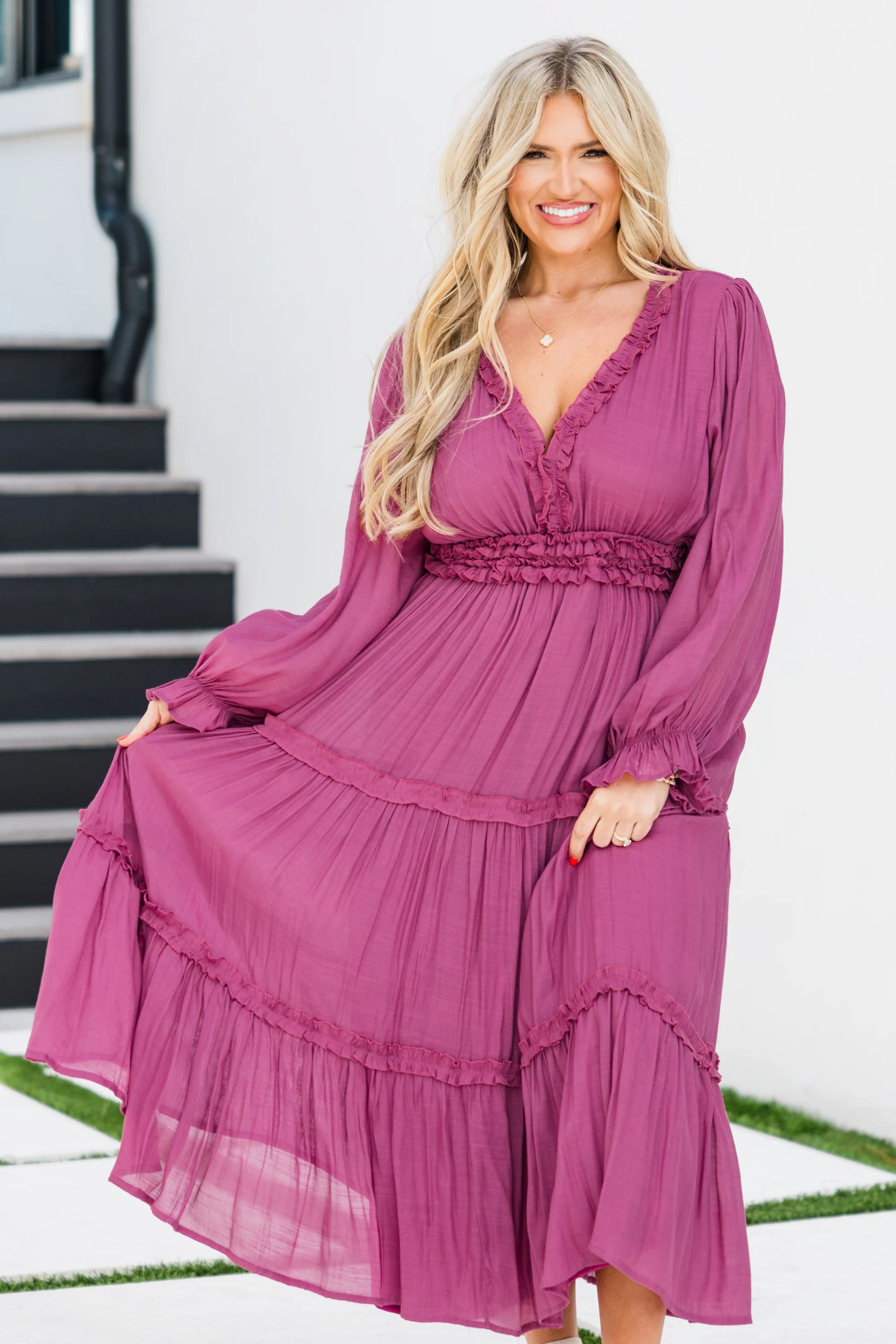 Vivid Palms Dress, Plum - Giverhouse