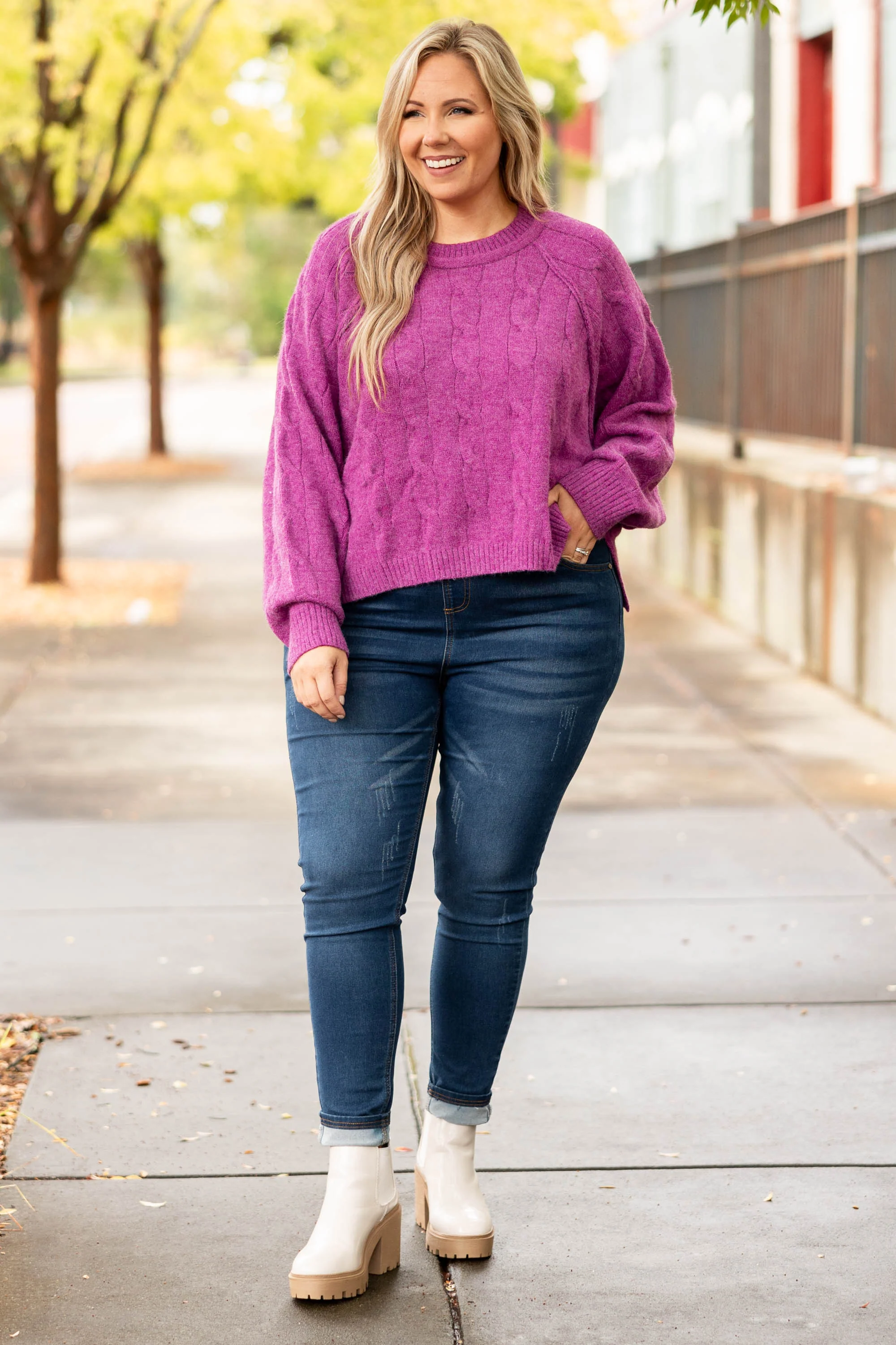 A Loving Heart Sweater, Magenta - Giverhouse