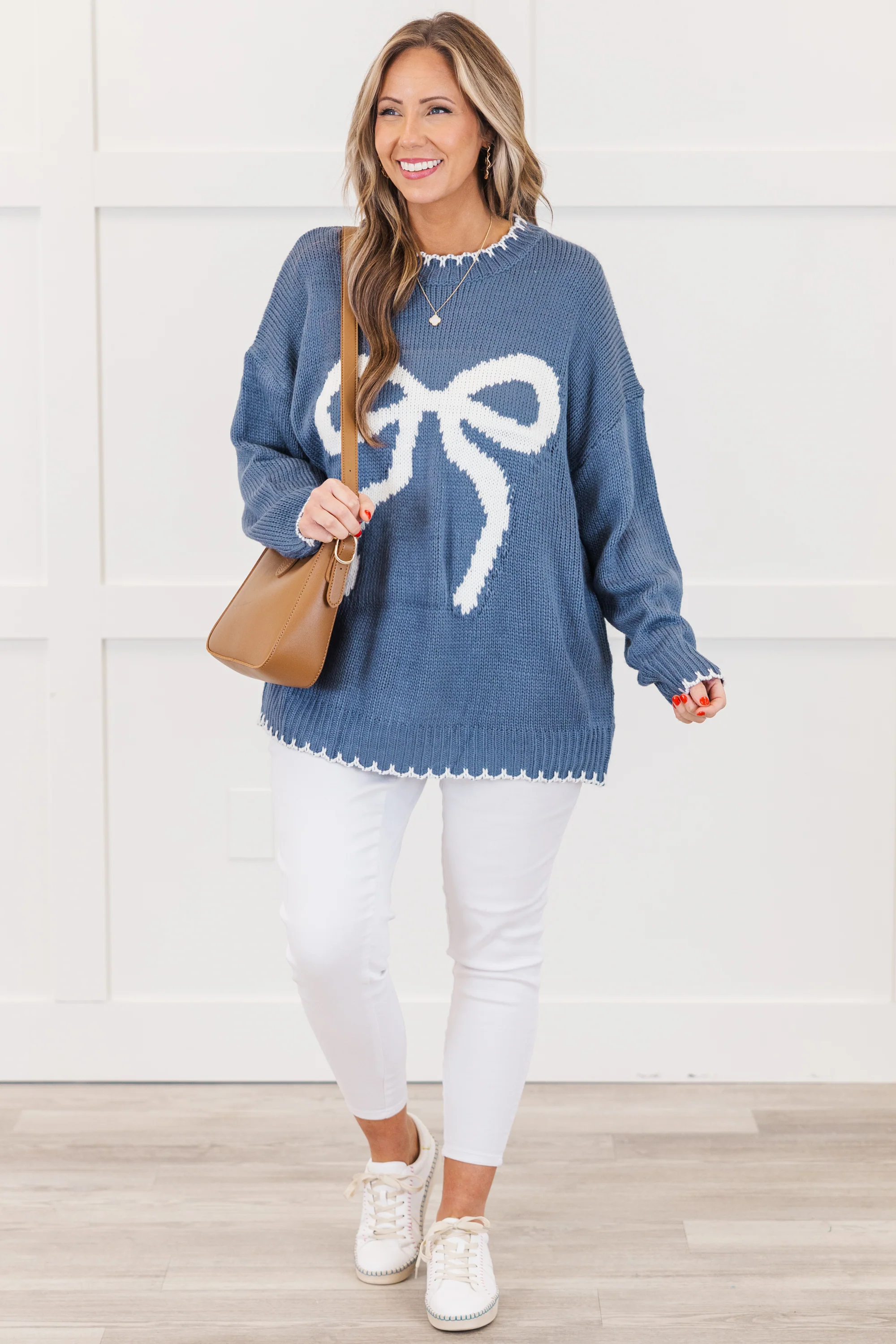 Cute And Charming Sweater, Blue - Giverhouse