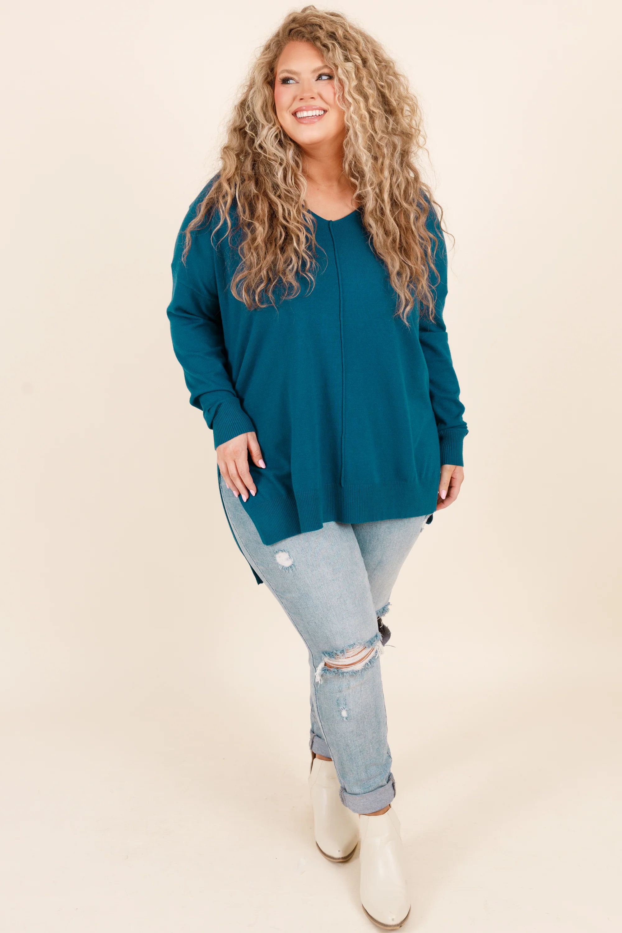 Miss Who I Was Sweater, Teal - Giverhouse