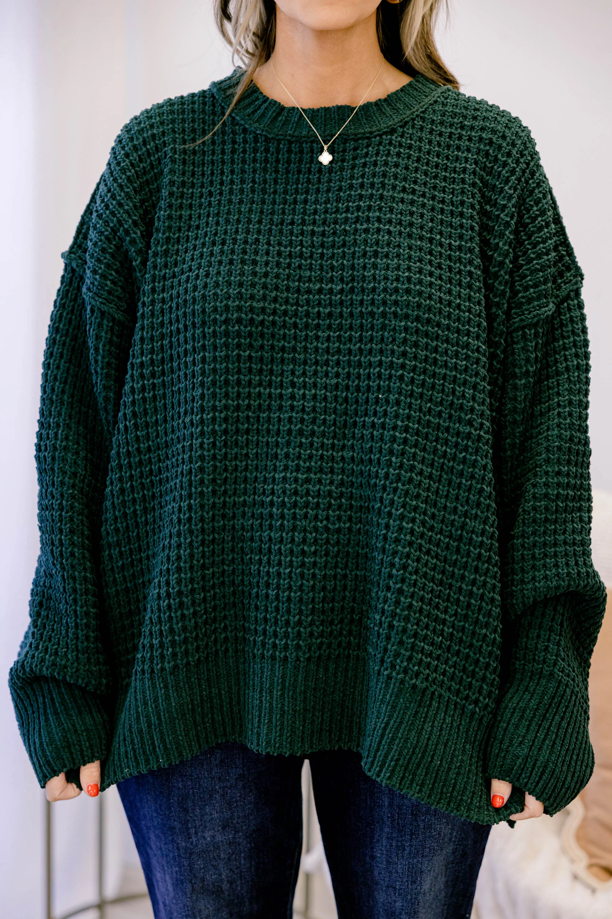 Falling Petals Sweater, Green - Giverhouse
