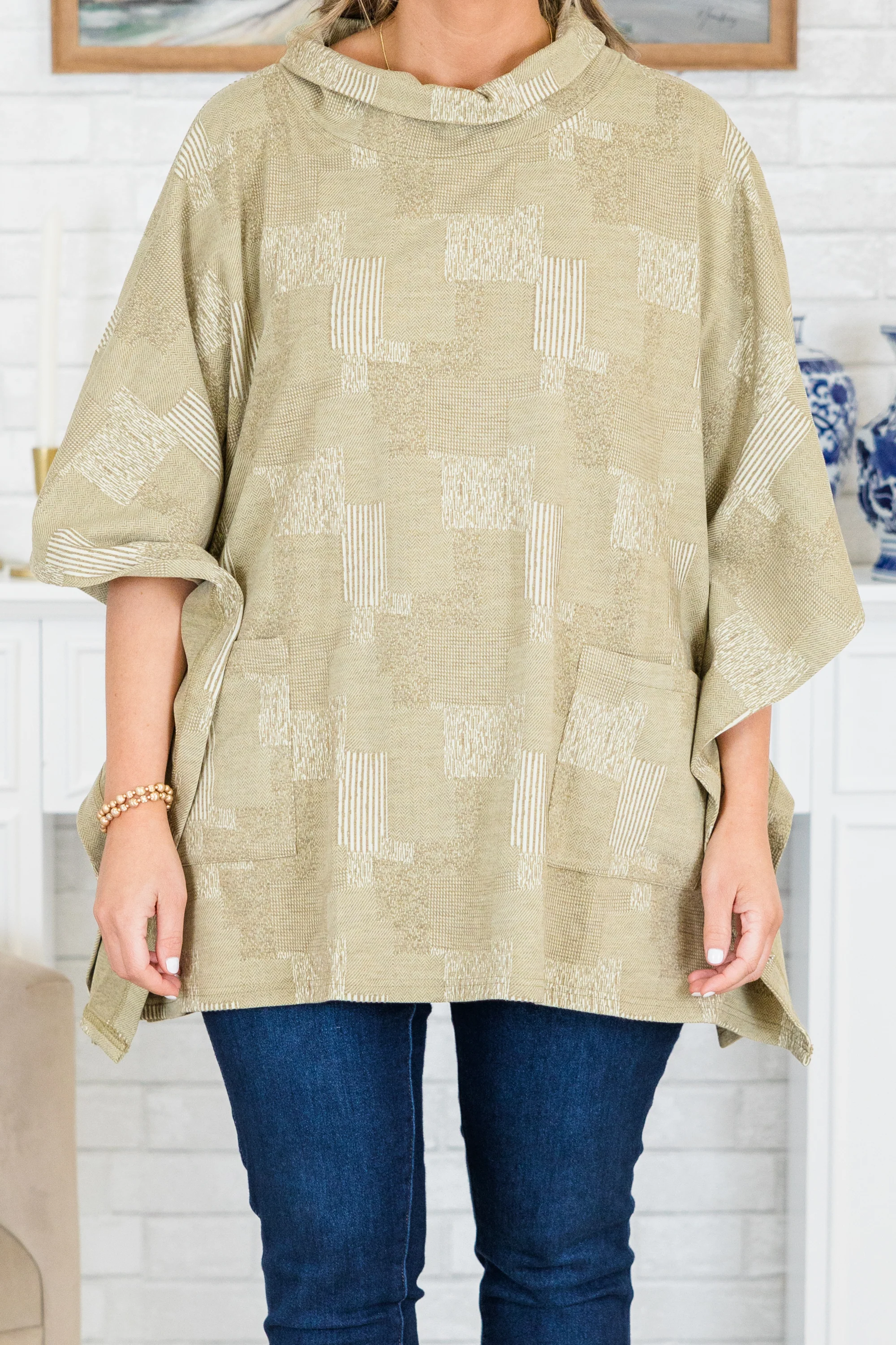Sweater Weather Poncho, Taupe - Giverhouse