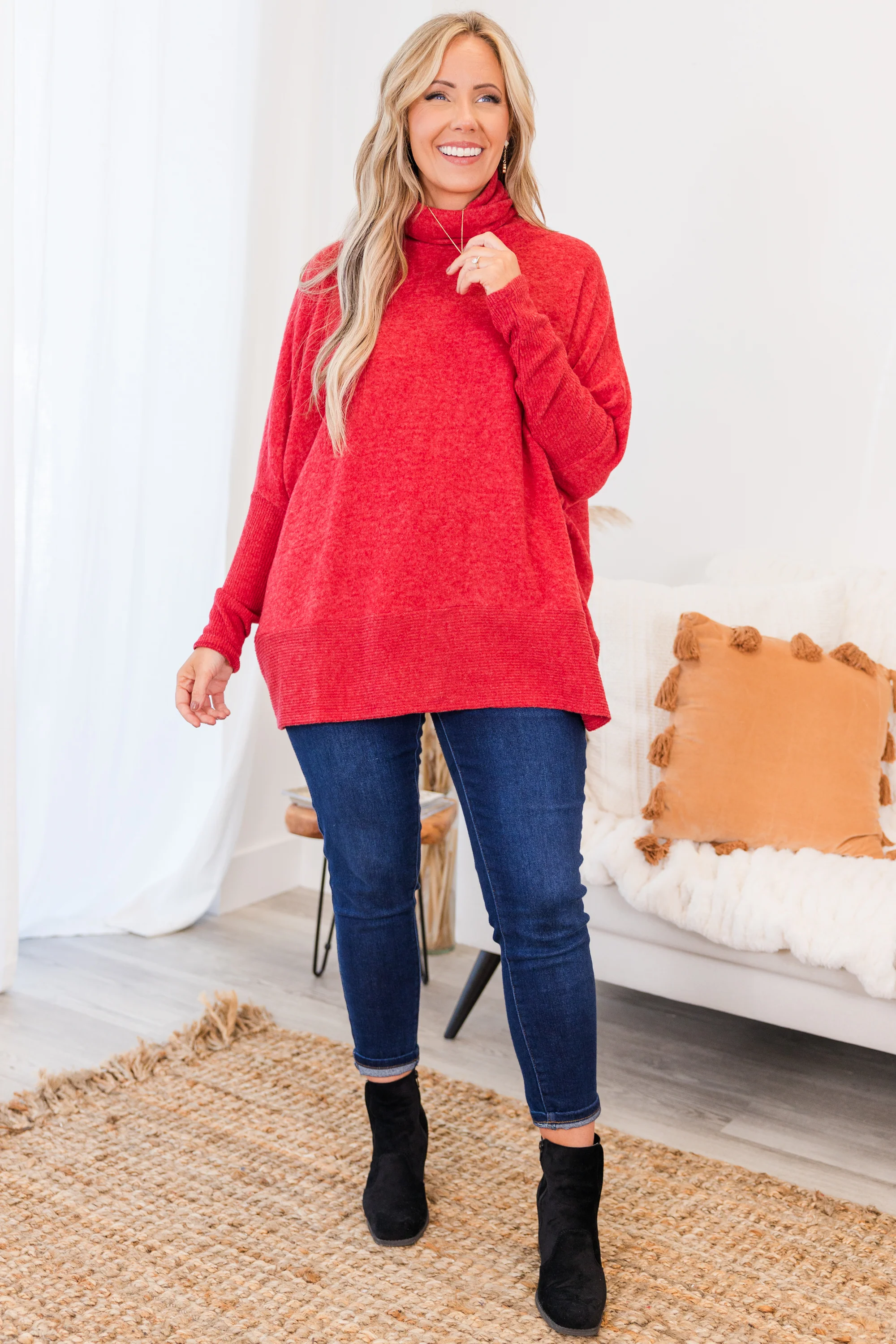 Mind Made Up On You Sweater, Dark Red - Giverhouse