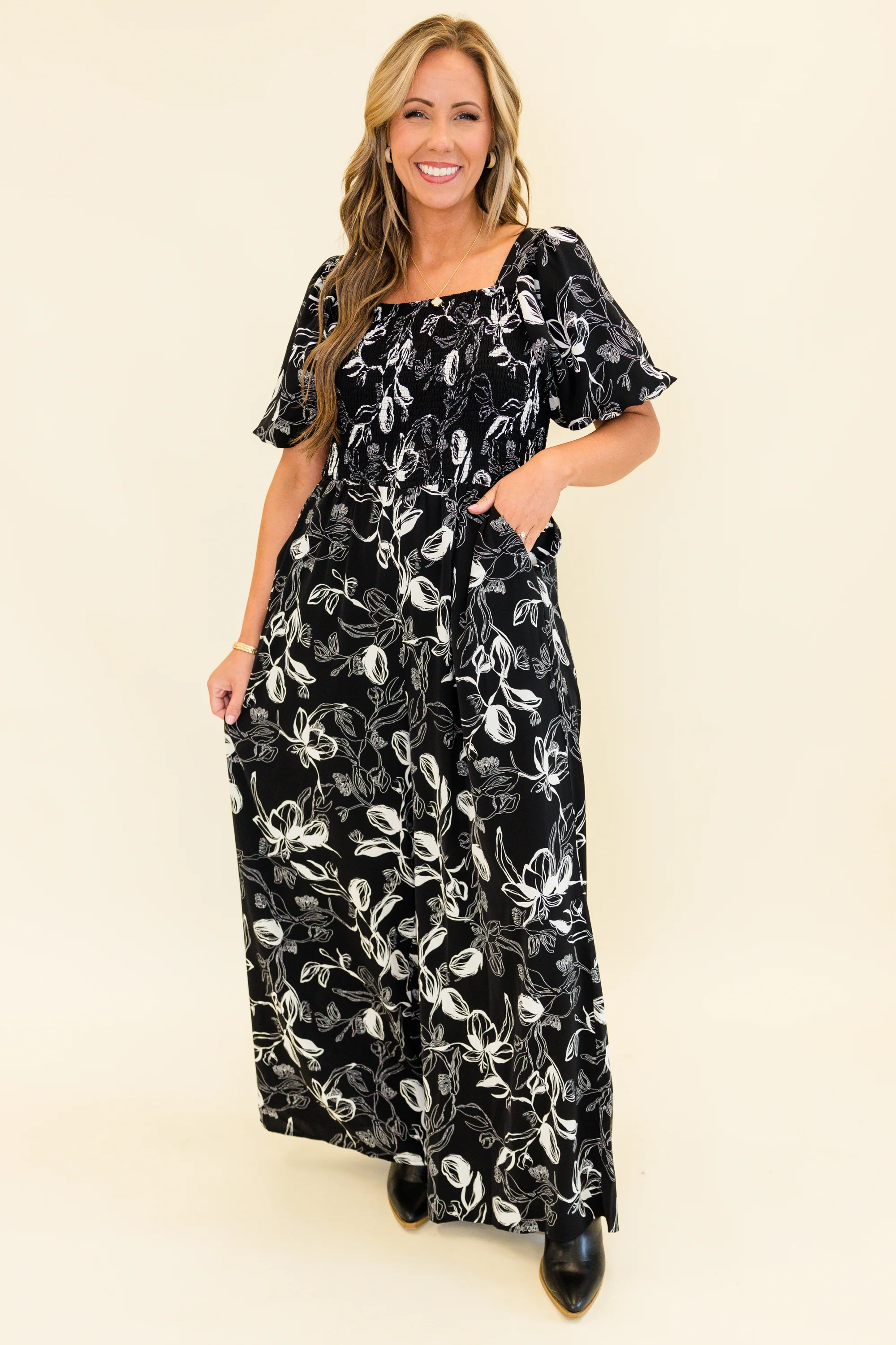 Goddess in the Garden Jumpsuit, Black - Giverhouse