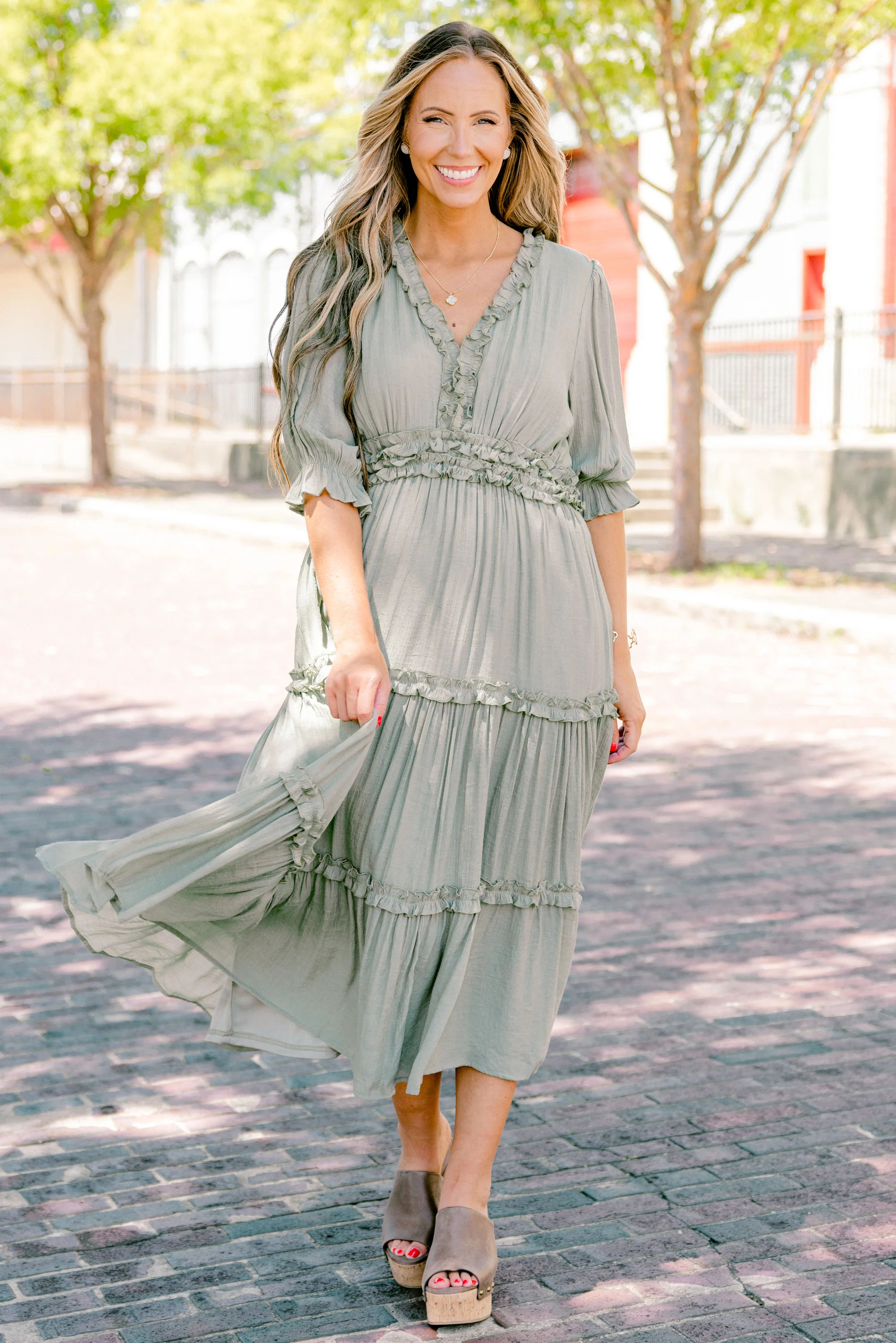 Make A Statement Maxi Dress, Olive - Giverhouse