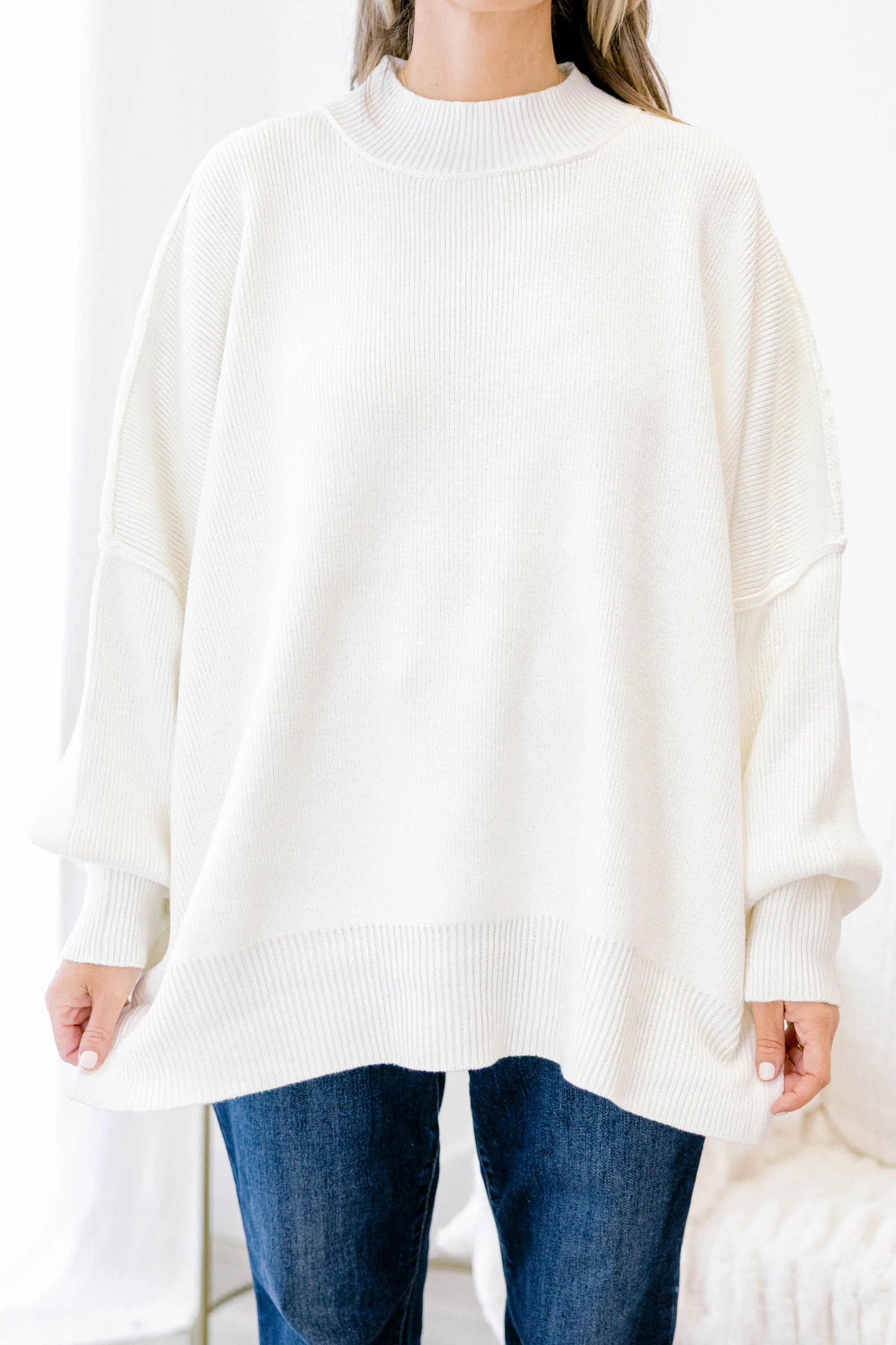 Perfectly Cozy Sweater, Ivory - Giverhouse