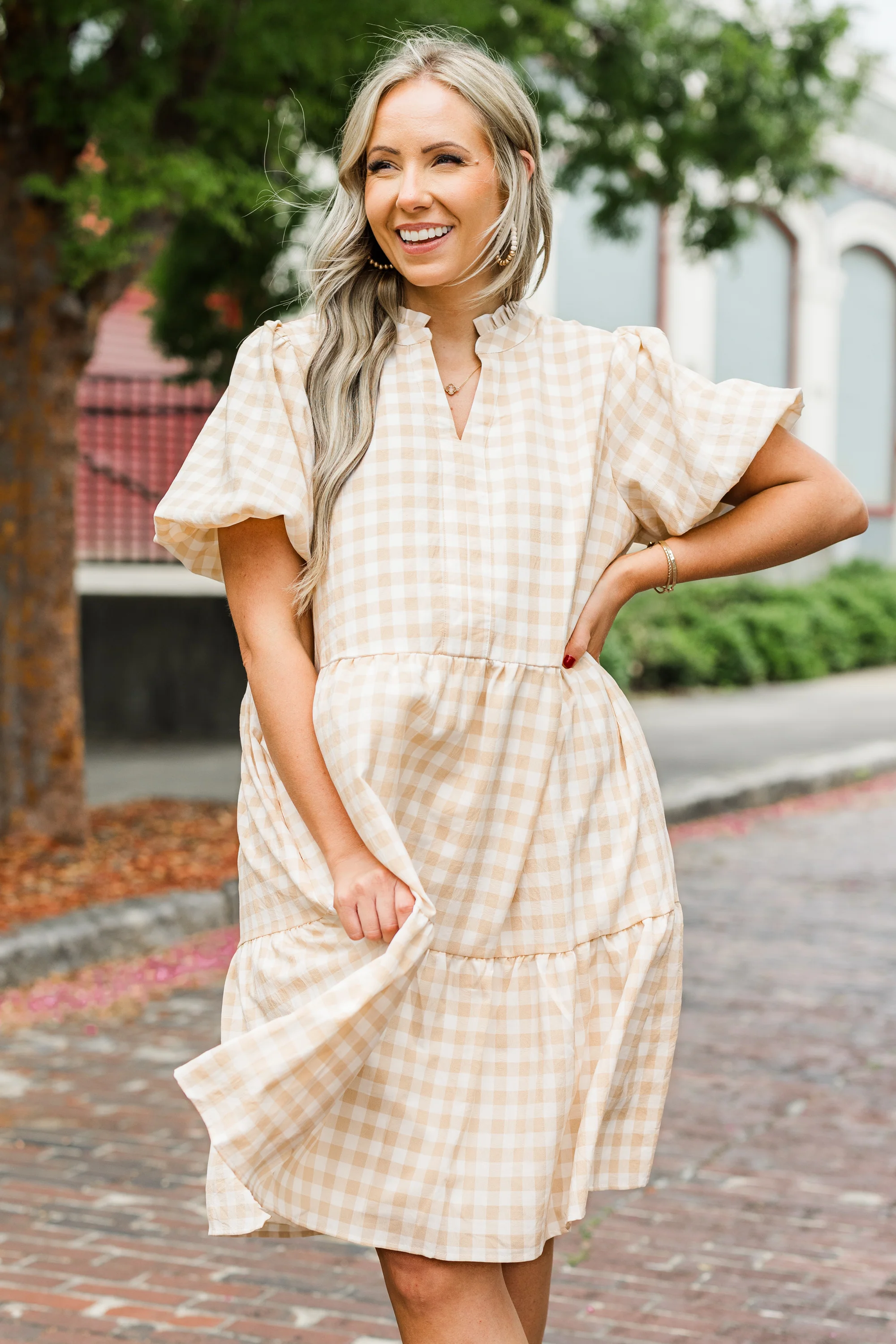 Swing Of Things Dress, Taupe - Giverhouse