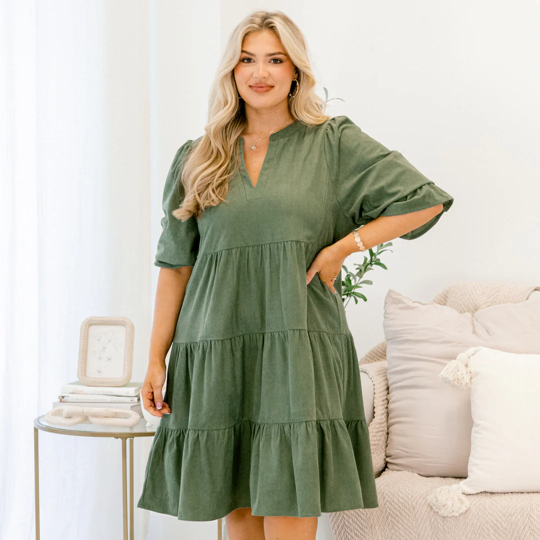 What You Know Dress, OIive Green - Giverhouse