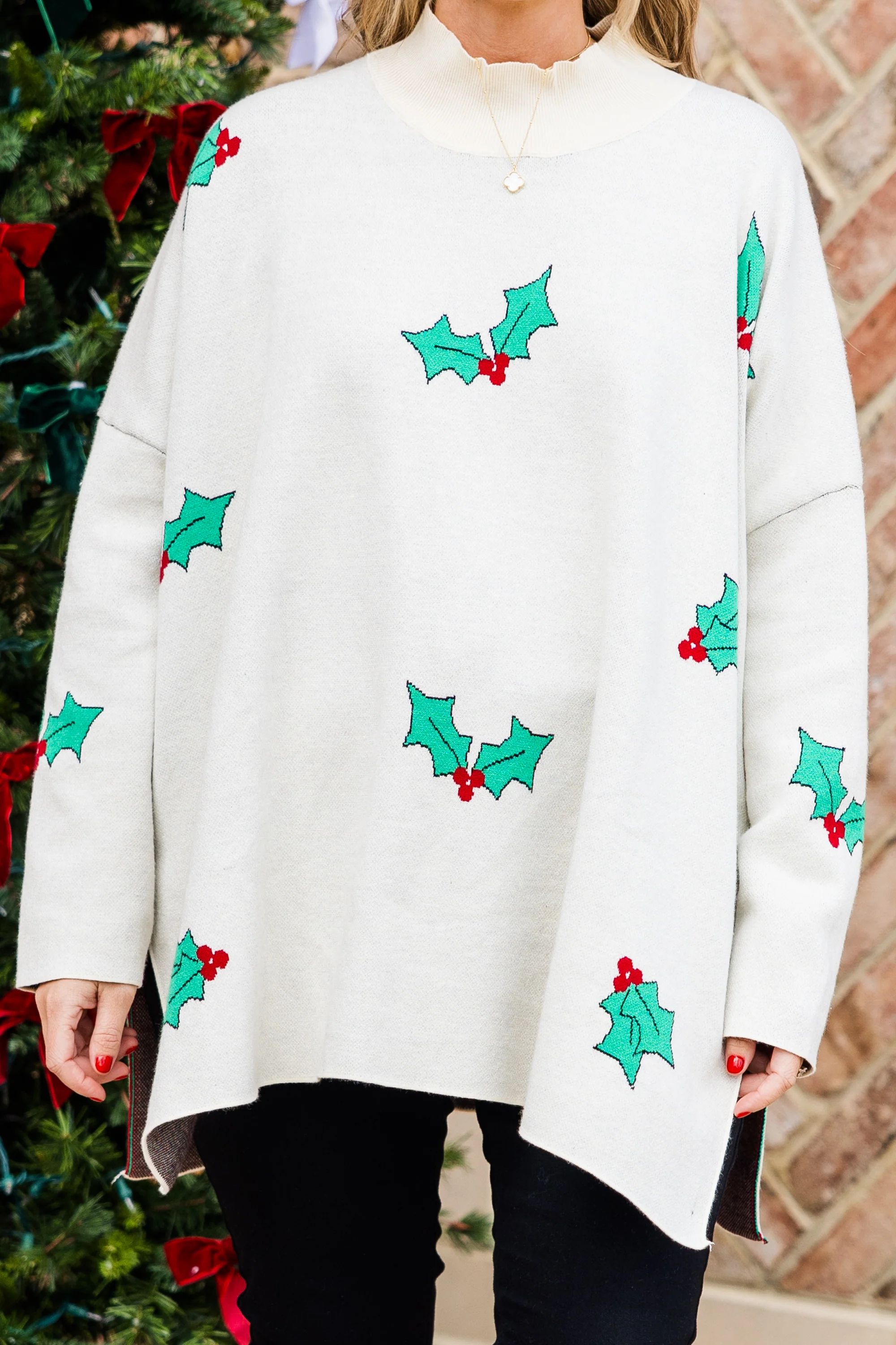 Everything And More Sweater, Cream Holly - Giverhouse