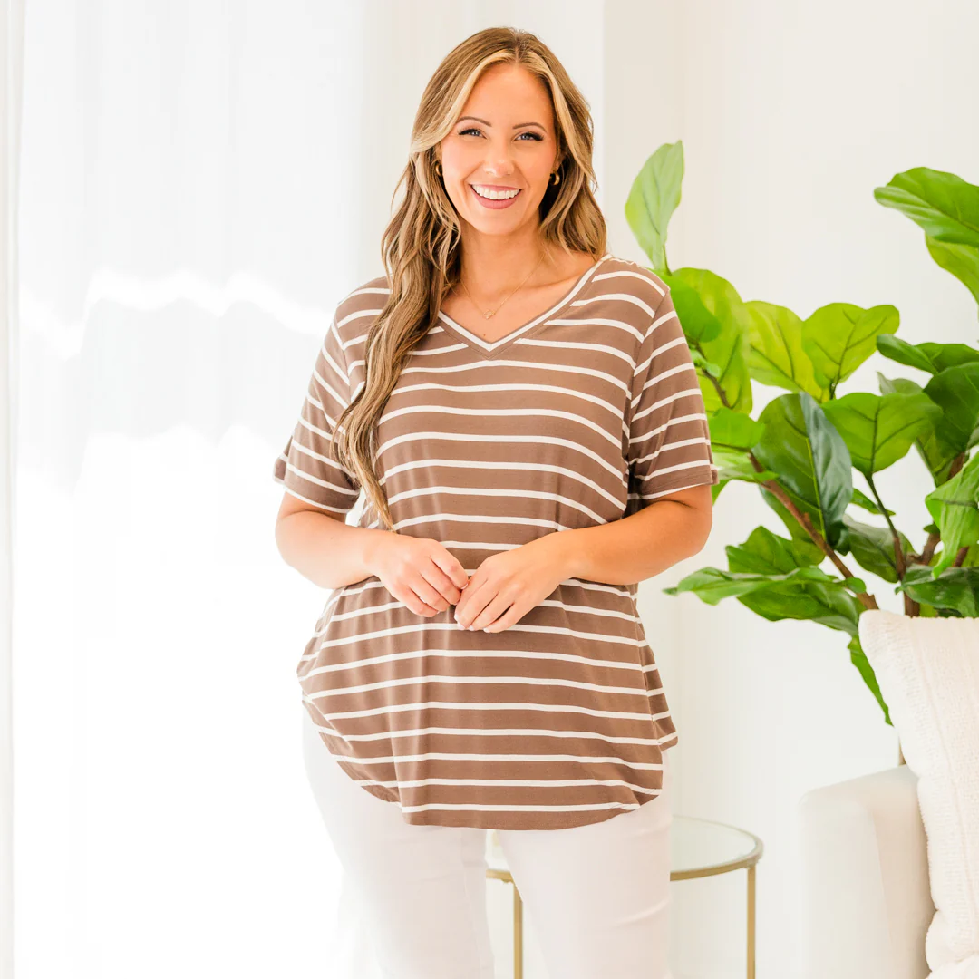 All About Good Times Top, Mocha-Ivory - Giverhouse