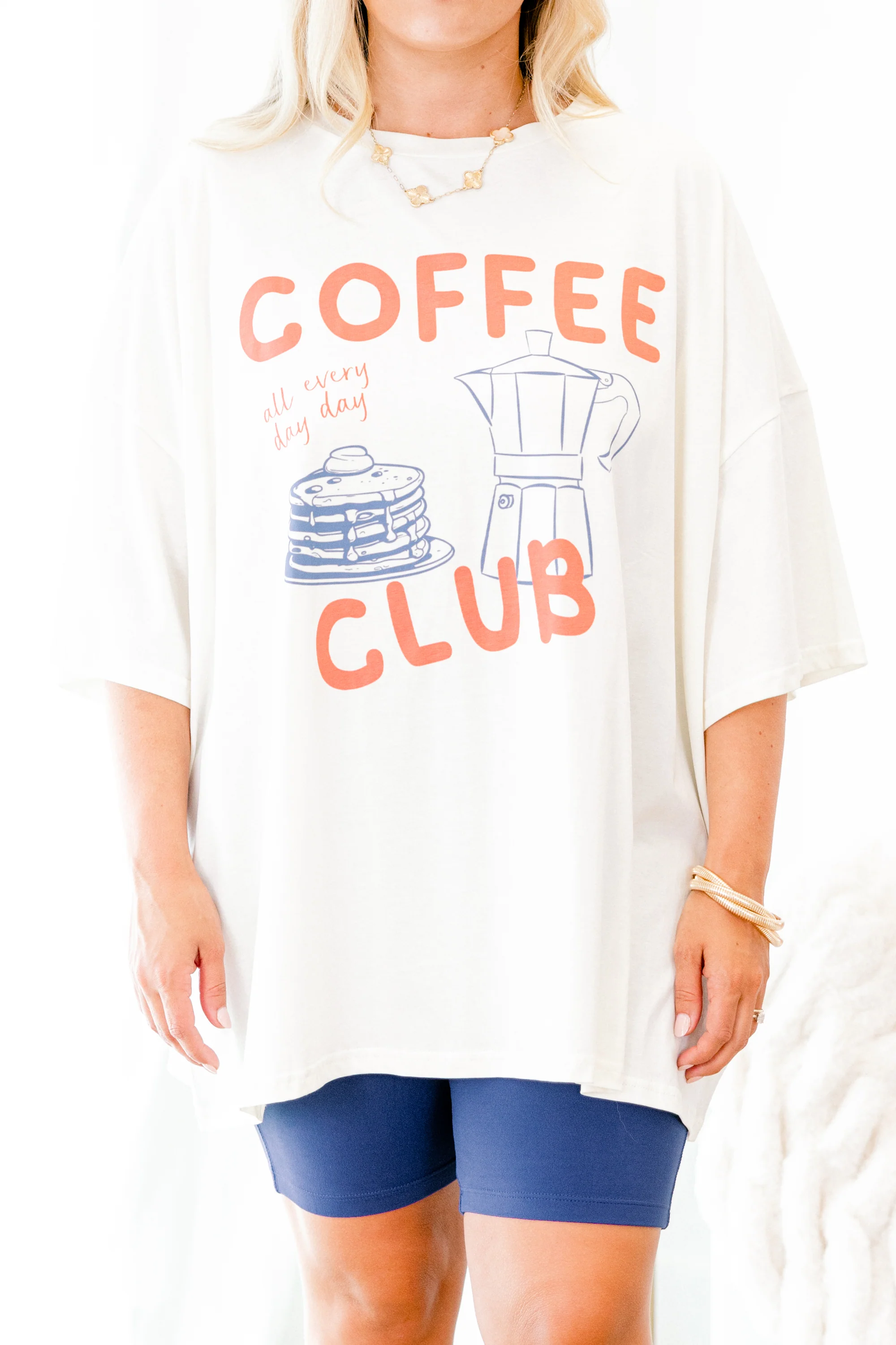 Coffee Club Boyfriend Tee, Ivory - Giverhouse