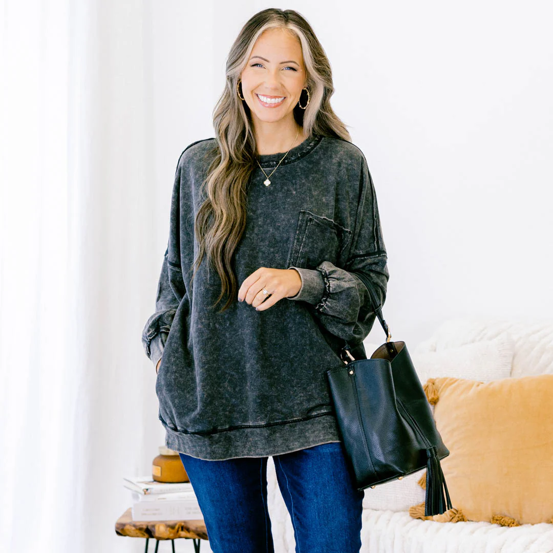 Staying Positive Top, Ash Black - Giverhouse