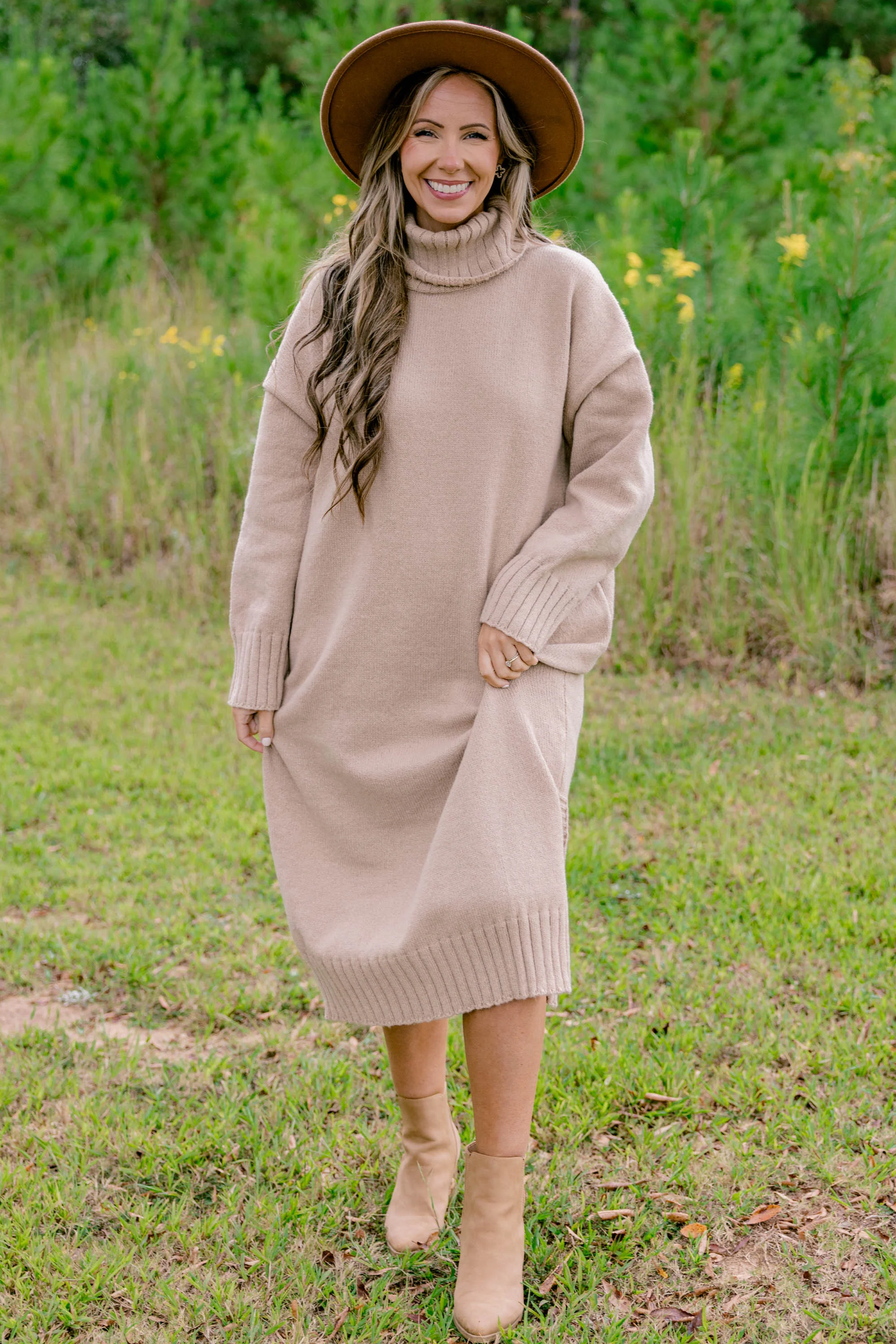 On The Mark Sweater Dress, Taupe - Giverhouse