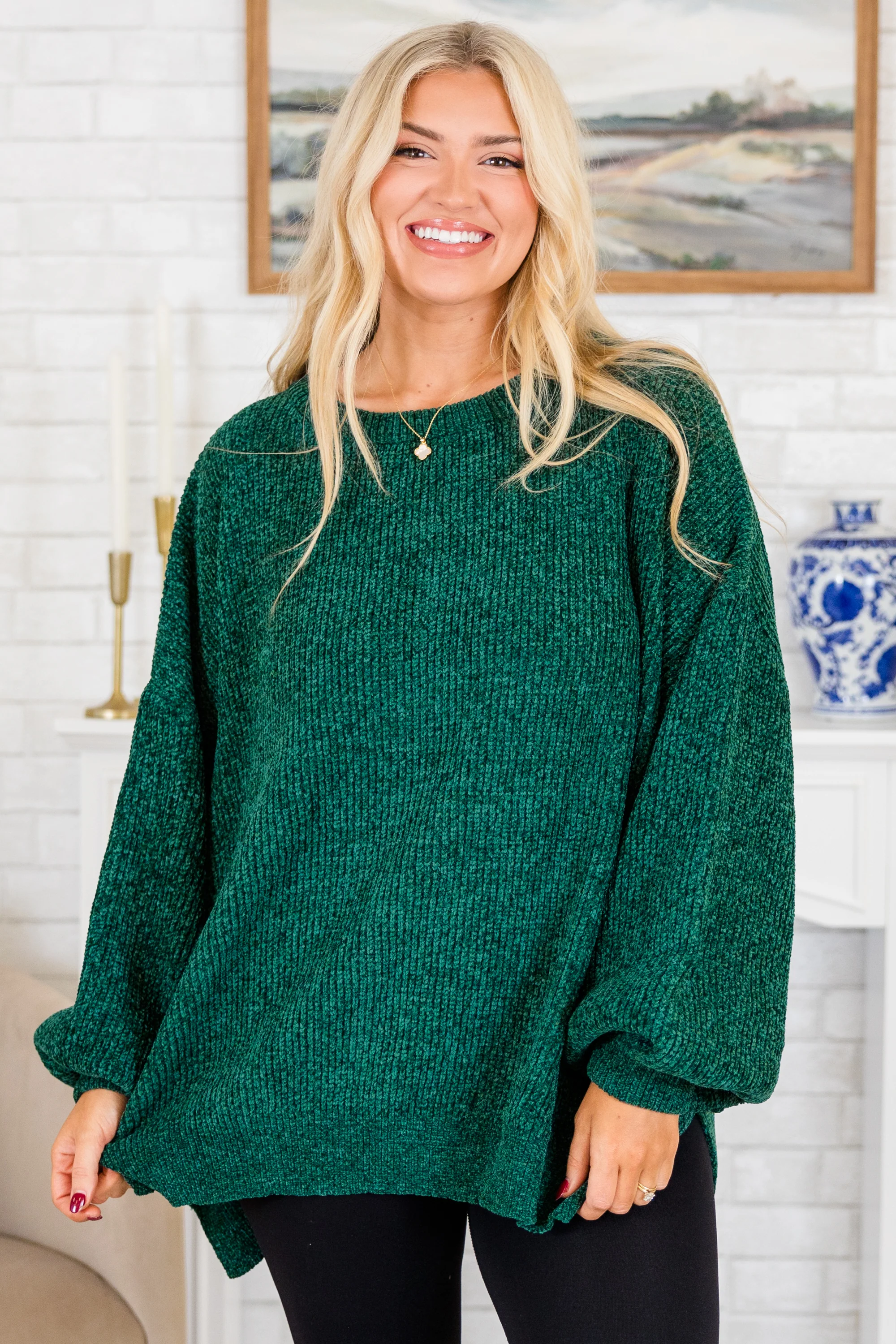 Simple But Sweet Sweater, Hunter - Giverhouse
