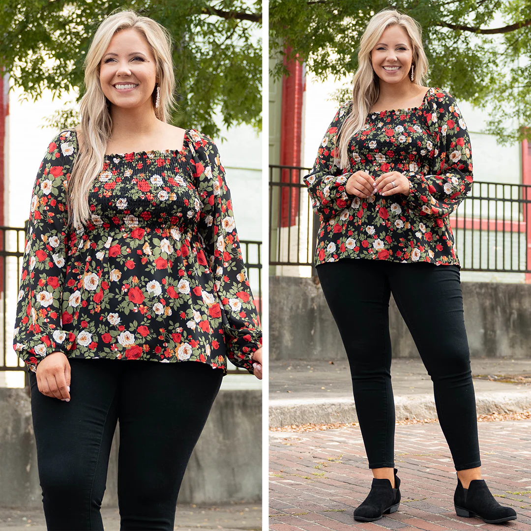 Busy Night Out Blouse, Red-Mustard - Giverhouse