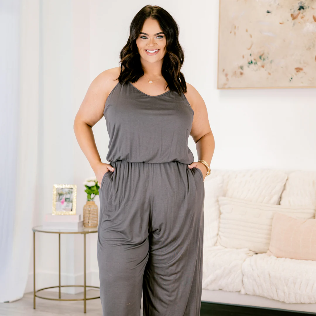 Head To Toe Jumpsuit, Charcoal - Giverhouse