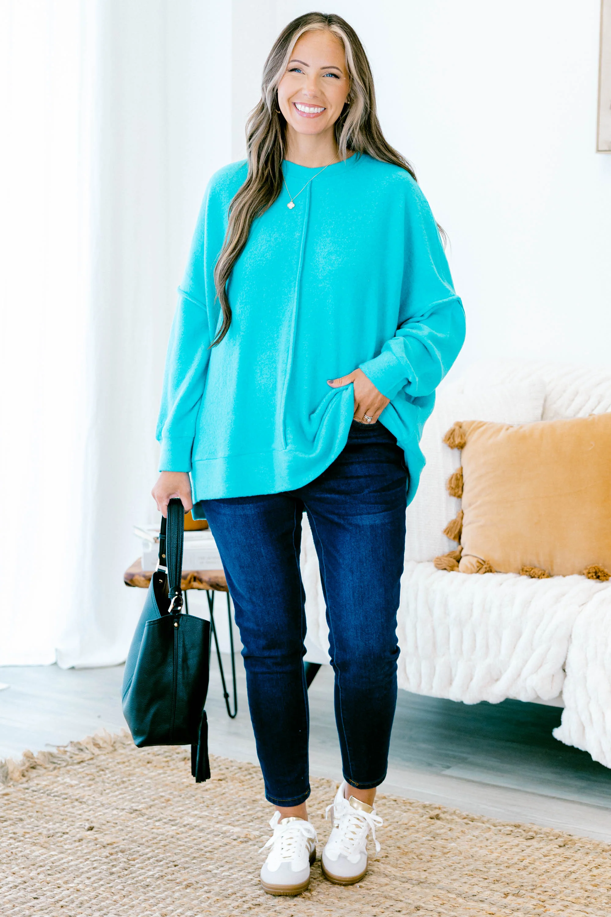 So Comfy Sweater, Light Teal - Giverhouse