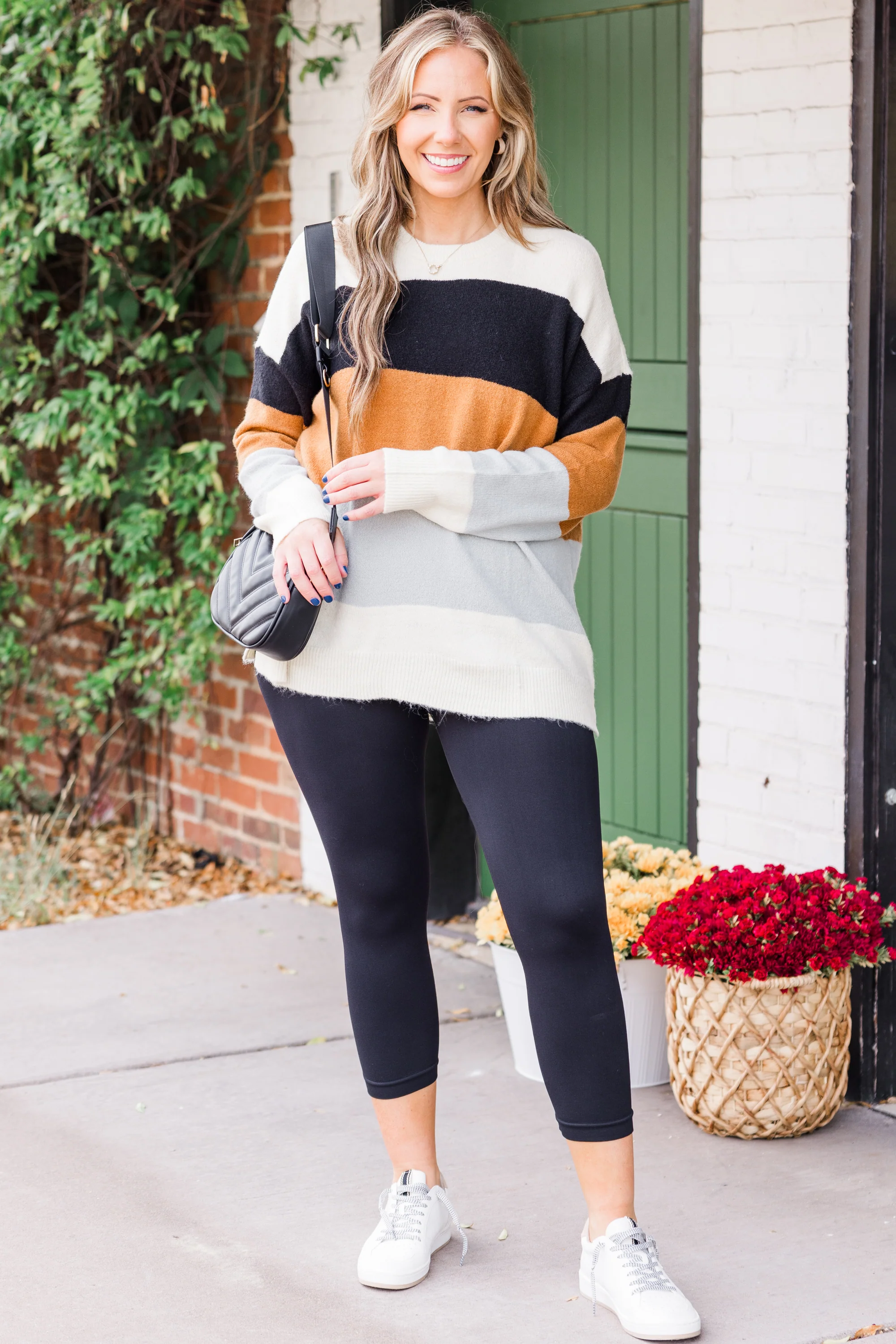 Spice Latte Stripe Sweater, Black-Mustard - Giverhouse