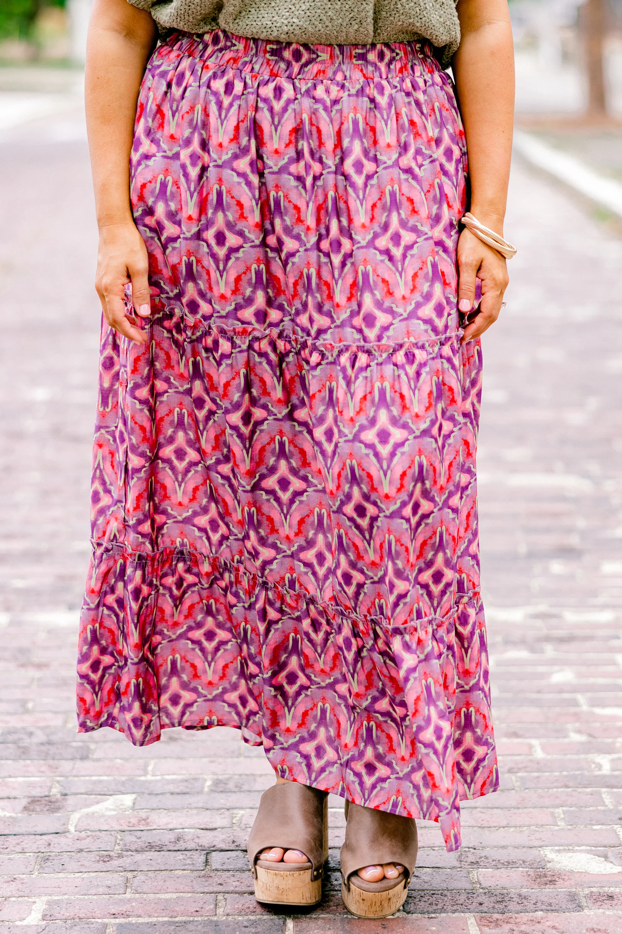 Whimsical Woman Maxi Skirt, Magenta - Giverhouse