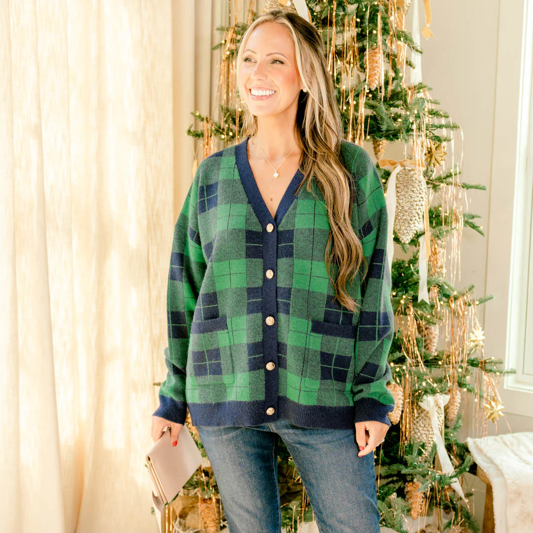 Old School Charm Cardigan, Green - Giverhouse