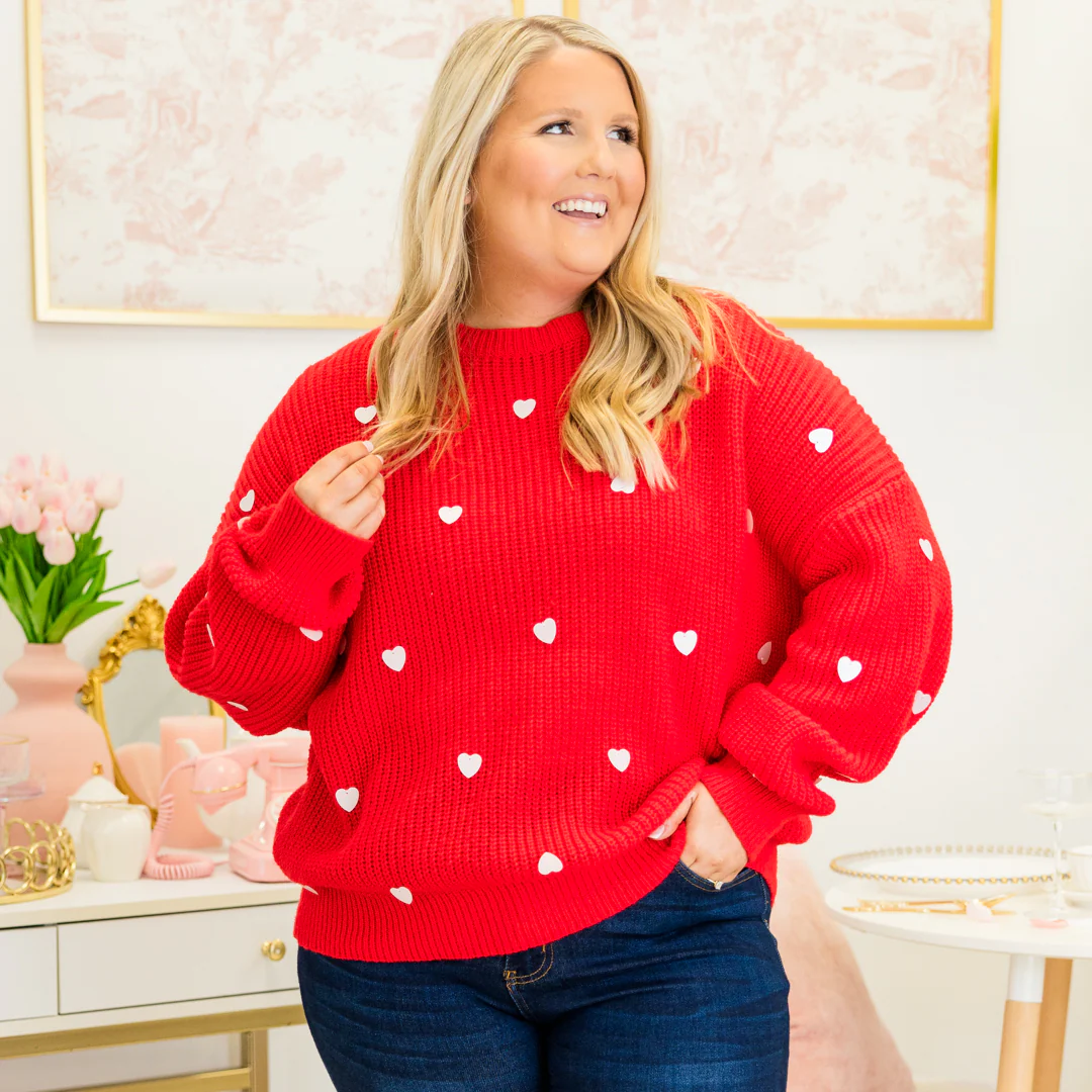 Heartbeat Tempo Sweater, Red - Giverhouse