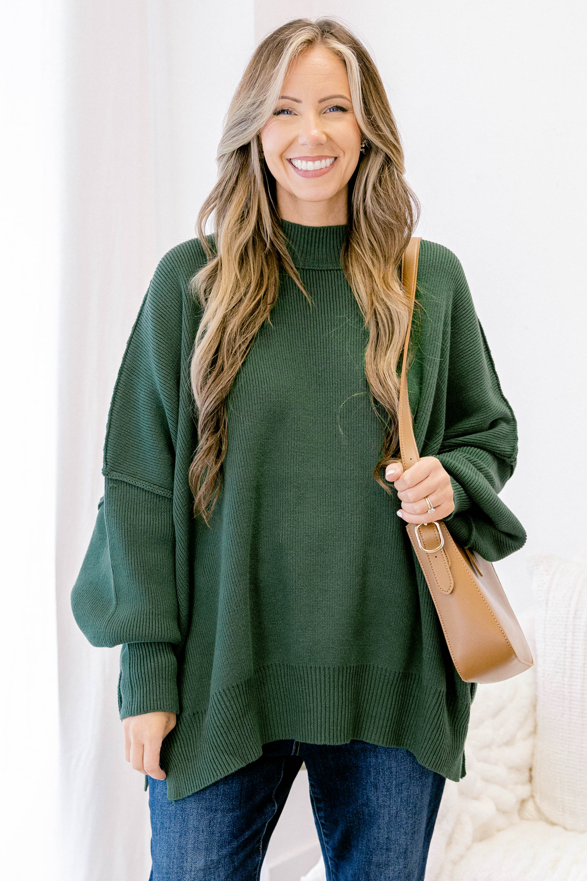 Perfectly Cozy Sweater, Dark Green - Giverhouse