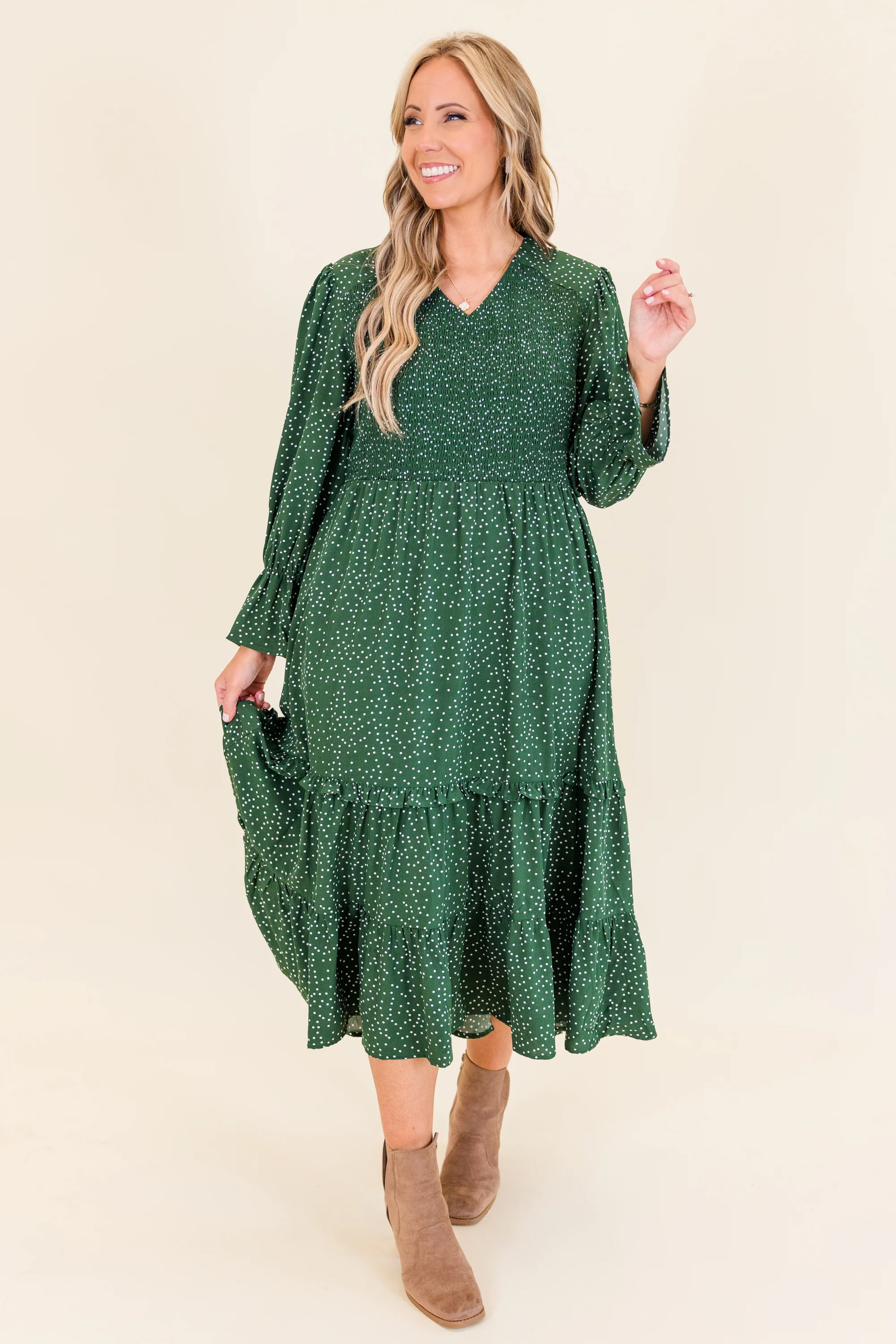 Montana Mornings Dress, Hunter Green - Giverhouse