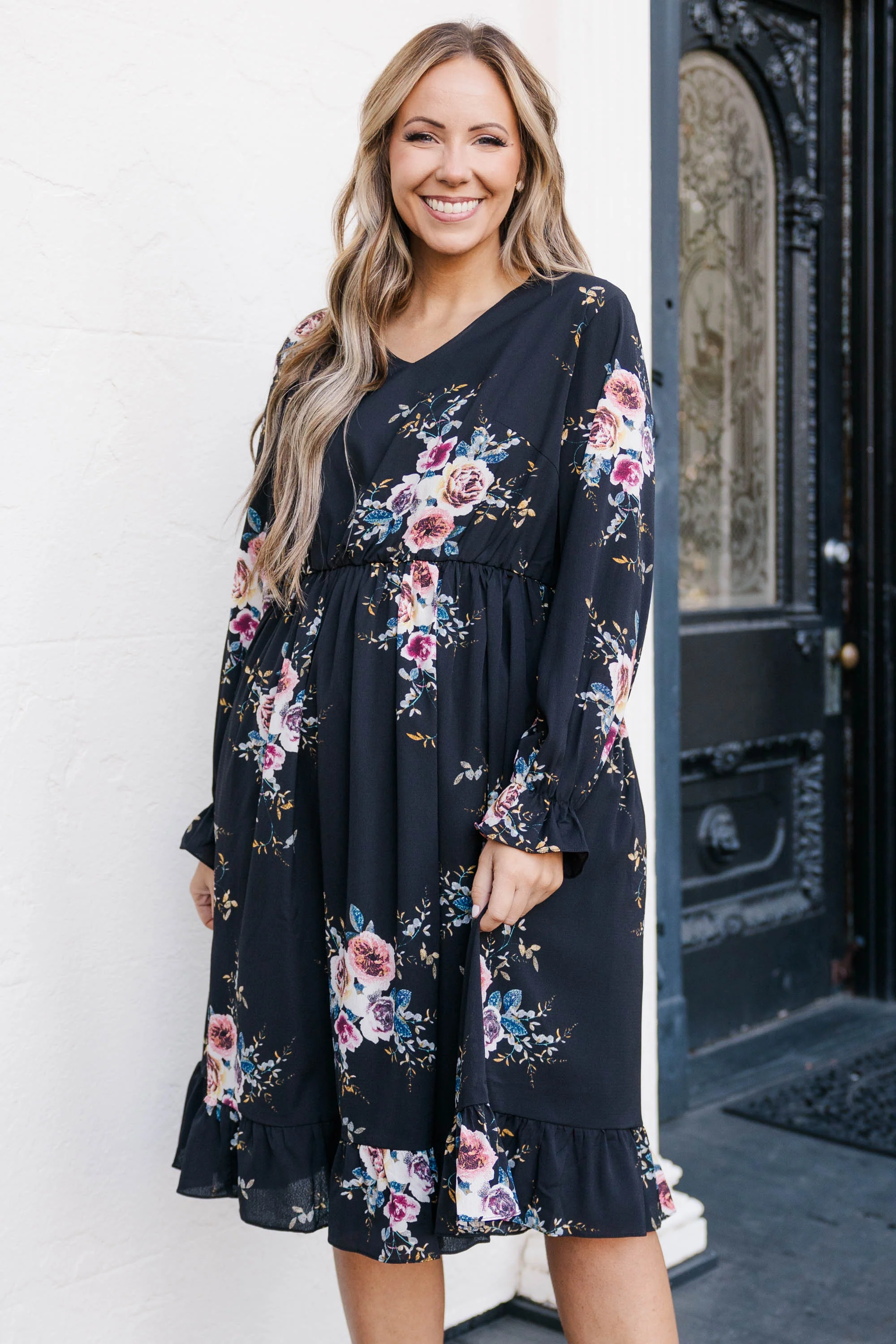 Beautifully Blooming Dress, Black - Giverhouse